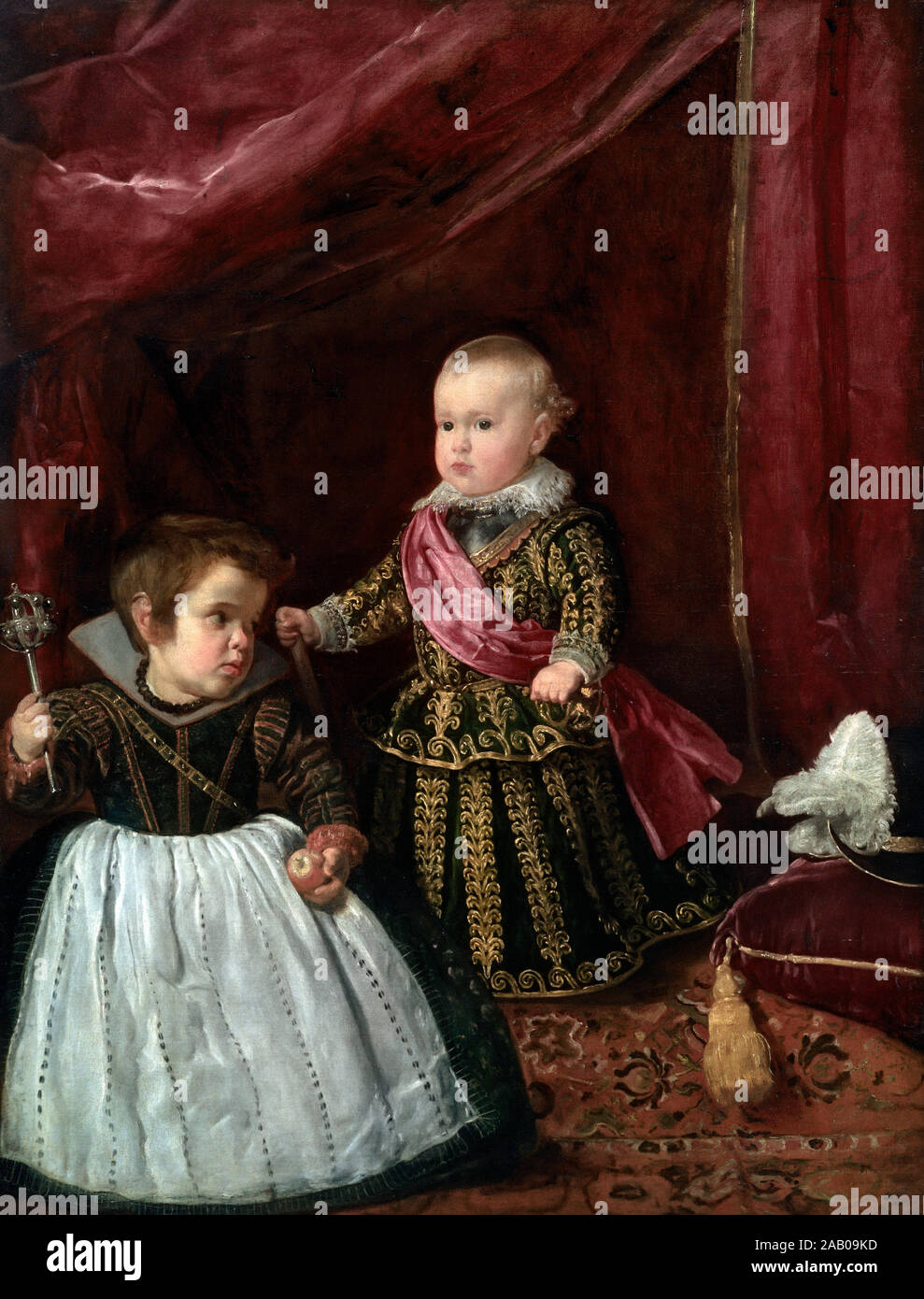 Don Baltasar Carlos with a Dwarf by Diego Velazquez, oil on canvas, 1632 Stock Photo