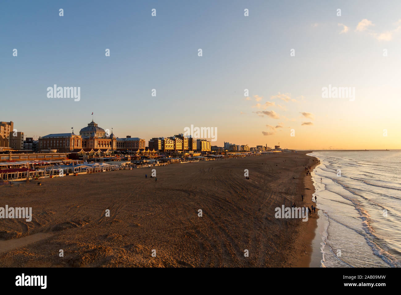 Scheveningen, Netherlands - Circa 2019 : Grand Hotel Amrath Kurhaus and Scheveningen beach Stock Photo