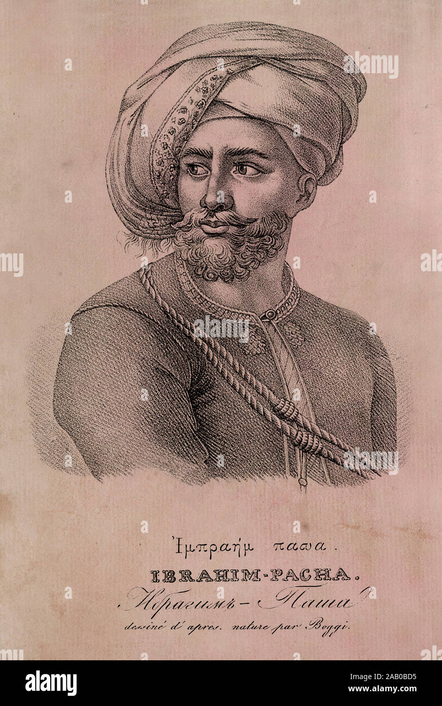 Engraving of Pargalı Ibrahim Pasha (Ibrahim Pasha of Parga; 1495 – 1536), also known as Frenk Ibrahim Pasha (the Westerner), Makbul Ibrahim Pasha (the Stock Photo