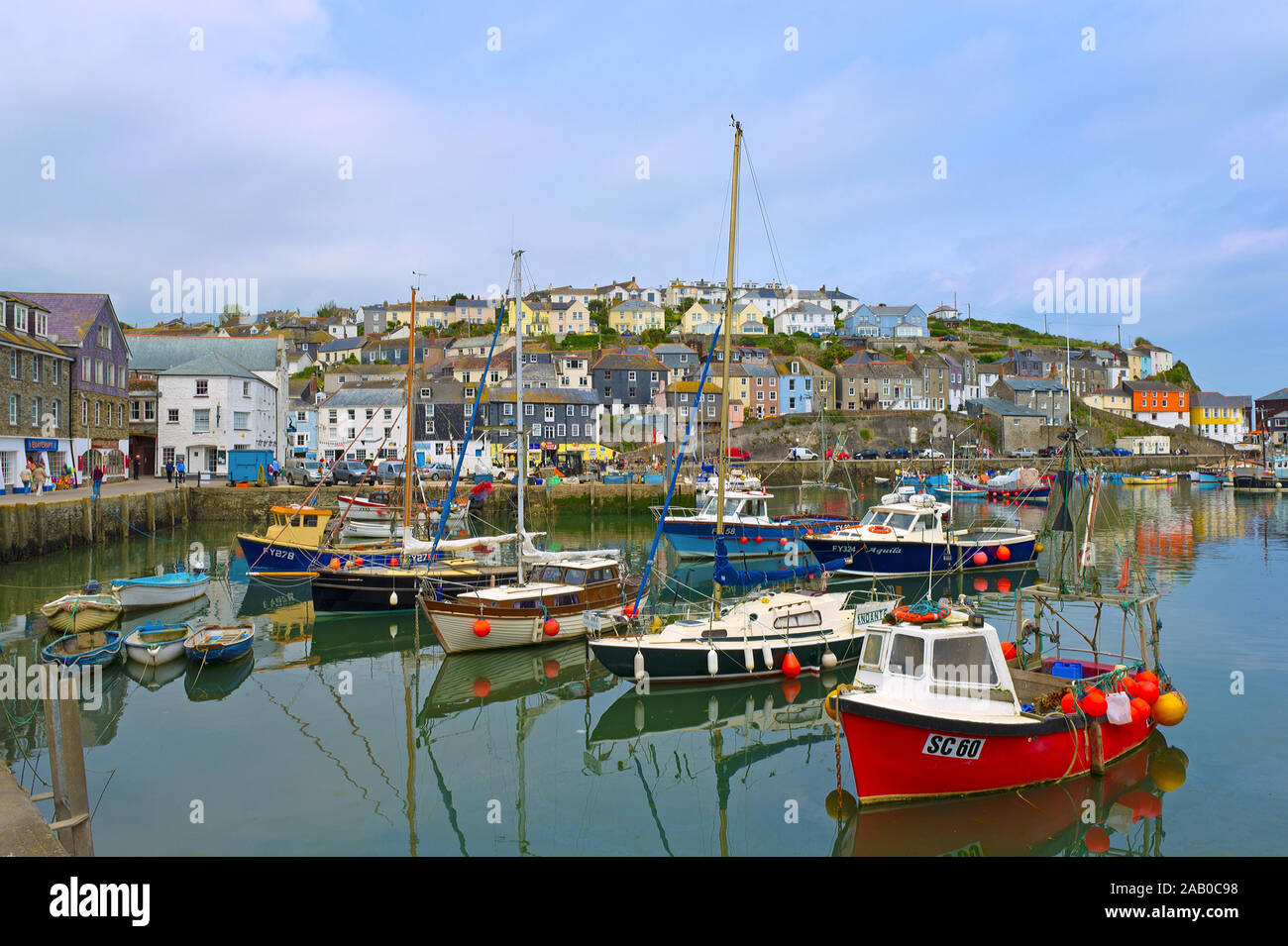 Mevagissey - a beautiful scenic fishing port and harbour in the county of Cornwall, England. Stock Photo