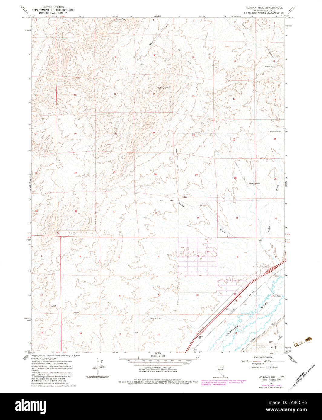 Usgs Topo Map Nevada Nv Morgan Hill 319516 1967 24000 Restoration Stock 