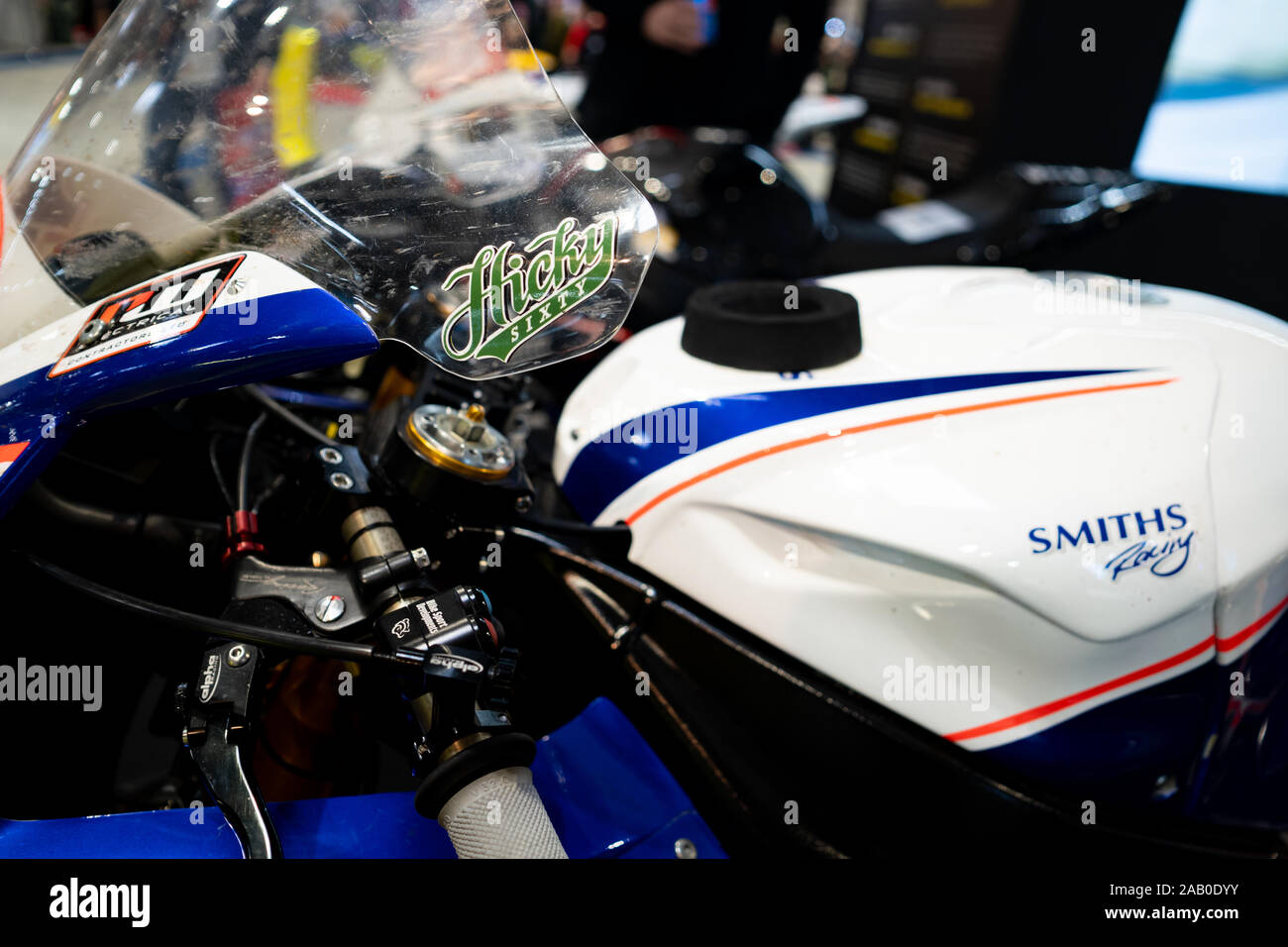 Smiths BMW S1000RR ridden by Peter Hickman for the Smiths Racing BMW team in Bennetts British Superbike Championship Stock Photo