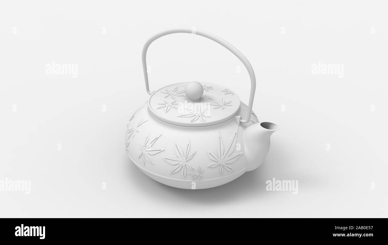3d rendering of an asian japanese teapot isolated in studio backgroud