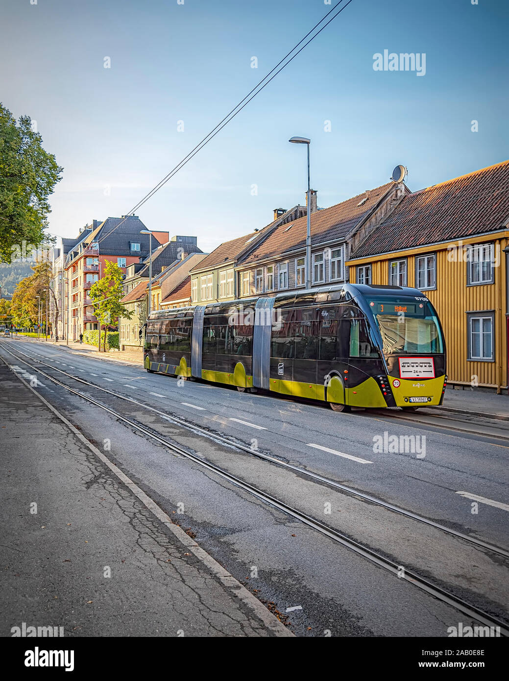 TRONDHEIM, NORWAY - SEPTEMBER 8 2019: One of the new tram-like super buses  that run in Trondheim, Norway Stock Photo - Alamy