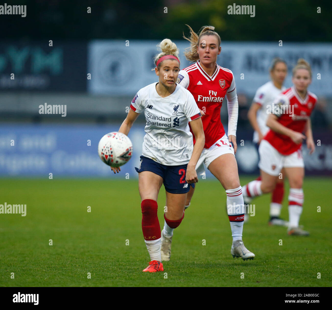 BOREHAMWOOD, ENGLAND - NOVEMBER 24: Kirsty Linnett  of Liverpool Women during Barclays Women's Super League match between Arsenal Women and Liverpool Stock Photo