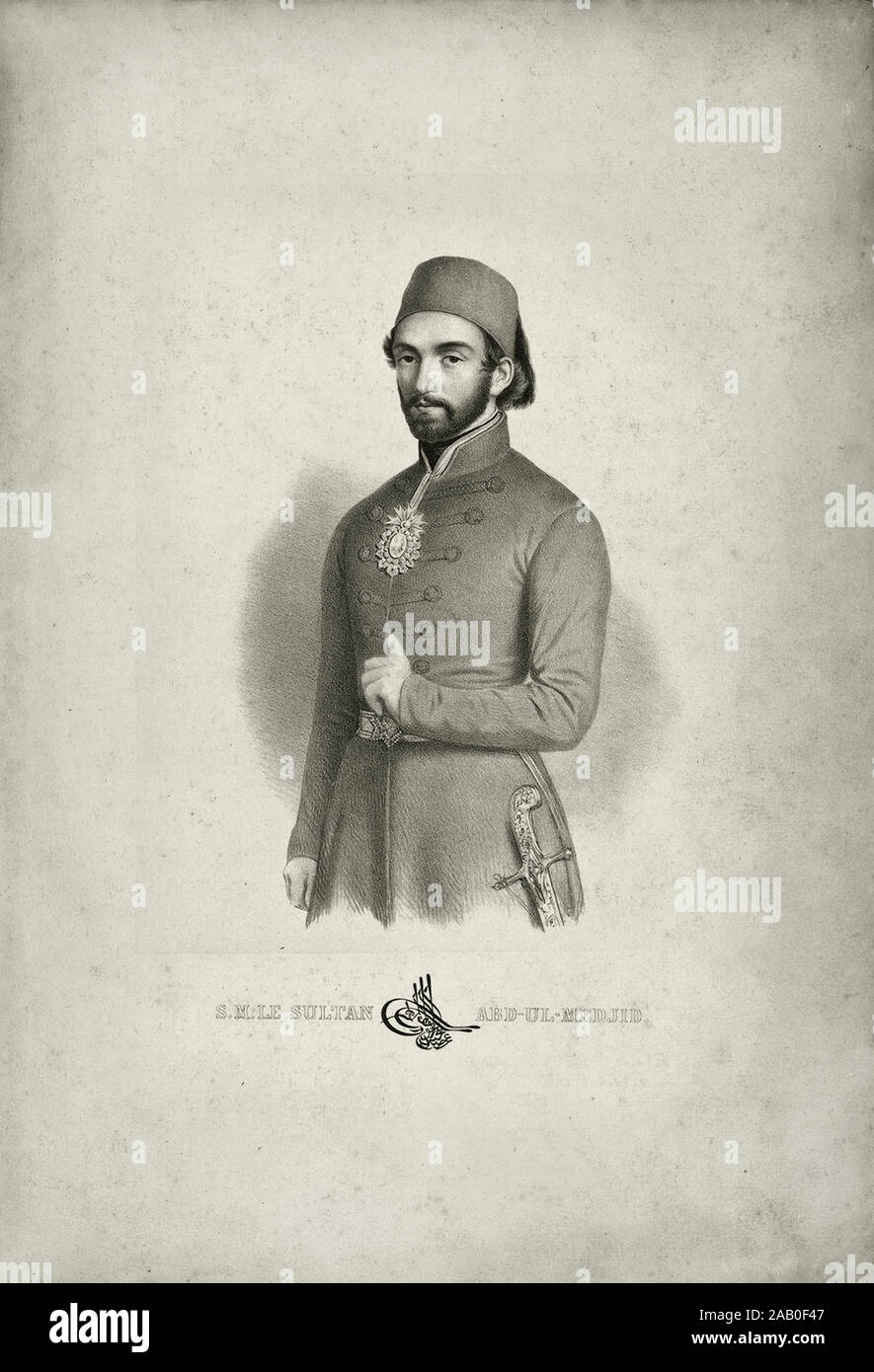 Abdülmecid I (1823 – 1861) or Tanzimatçı Sultan Abdülmecid (Sultan Abdülmecid the Reorganizer) due to the Tanzimat reforms he conducted, he is also kn Stock Photo