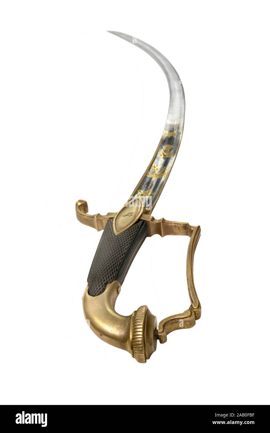 French general sabre from Napoleonic Wars period (the end of 18th and the begging of the 19 century). Could see oriental influence on sabre form (Egyp Stock Photo