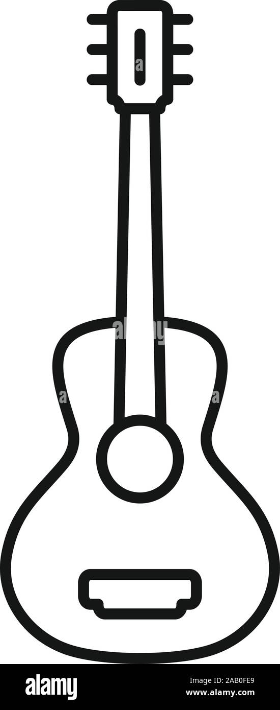 Acoustic guitar icon. Outline acoustic guitar vector icon for web