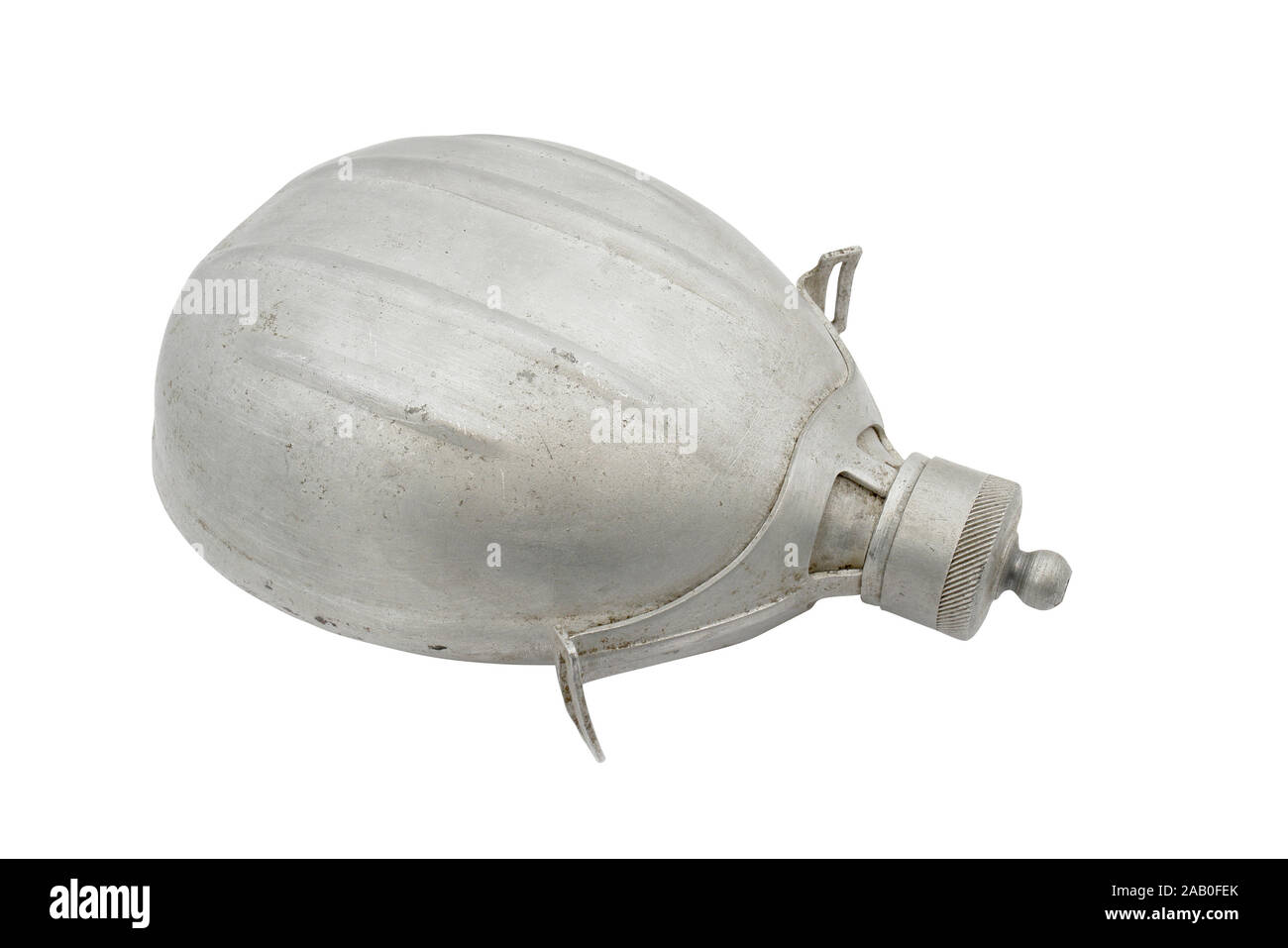 Czech army field flask (canteen). 1950-60. Path on white background Stock Photo