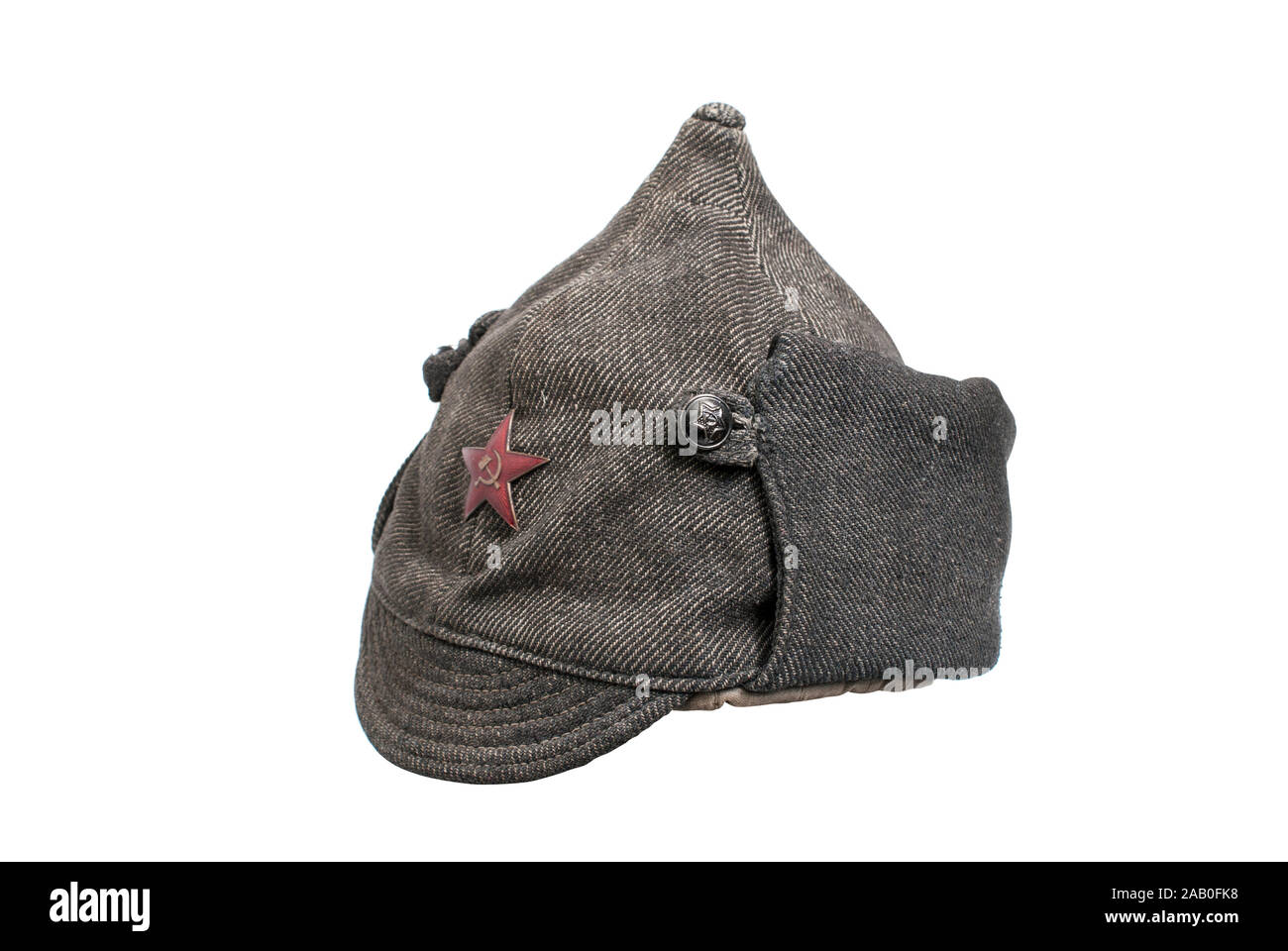USSR (Russia) history. USSR military cap (Budenny cap) - pointed helmet formerly worn by Red Army men. 1933. Russia. Stock Photo