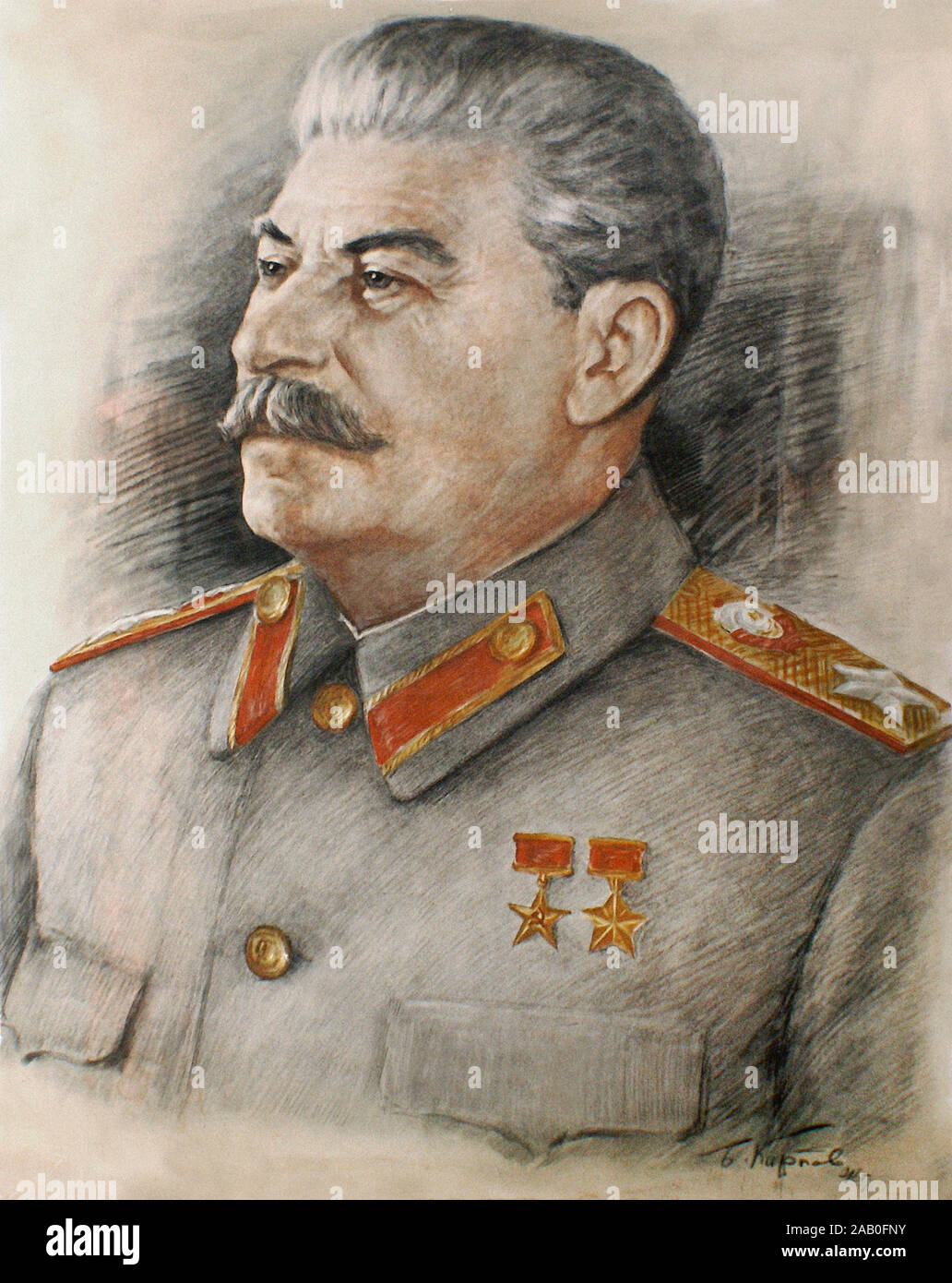 Marshal Joseph Stalin. Stalin (1878 – 1953)  a Georgian revolutionary and Soviet politician who led the Soviet Union from the mid–1920s until 1953 as Stock Photo