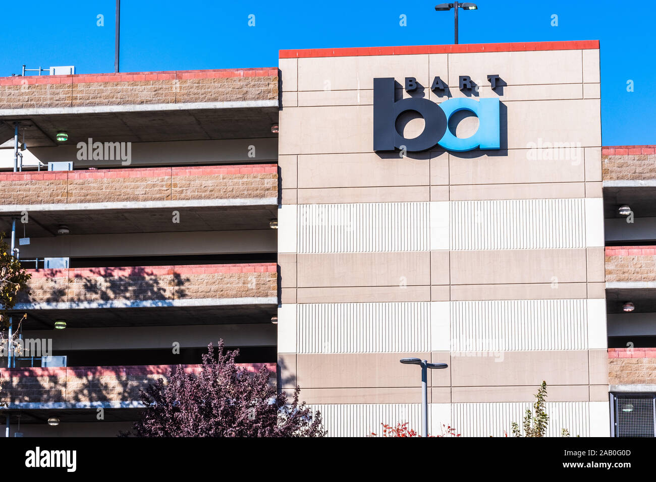 Nov 15, 2019 Pleasanton / CA/ USA - BART parking garage at the West