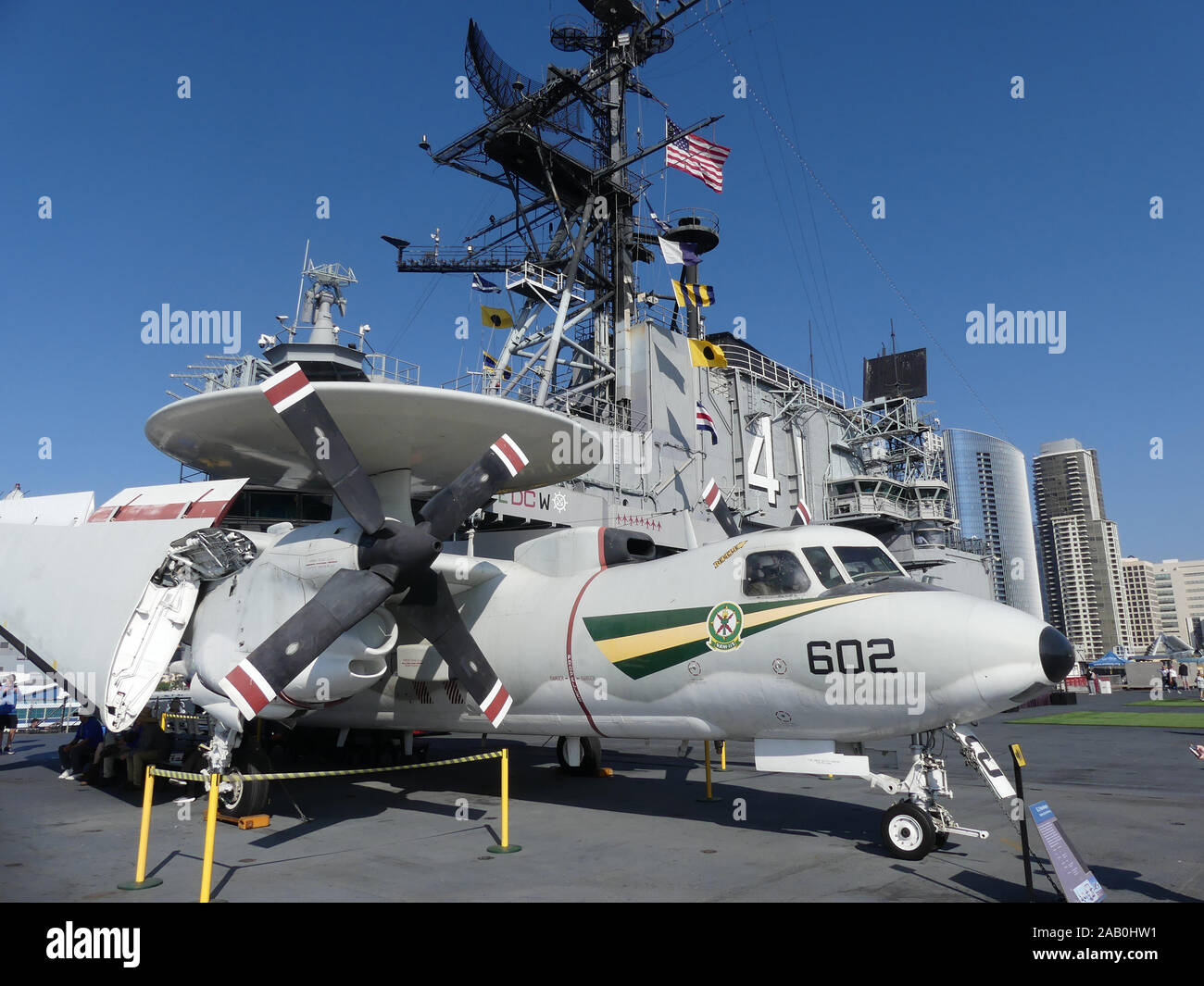 USS MIDWAY aircraft carrier museum in San Diego harbour, California. Photo: Tony Gale Stock Photo
