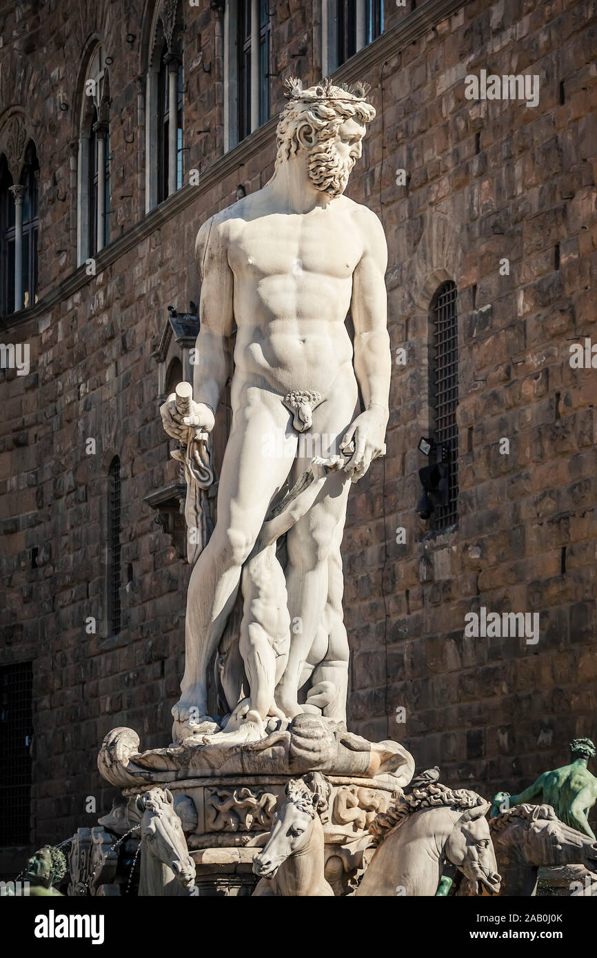 Der Neptunbrunnen in der italienischen Stadt Florenz, erbaut von Bartolomeo Ammannati Stock Photo