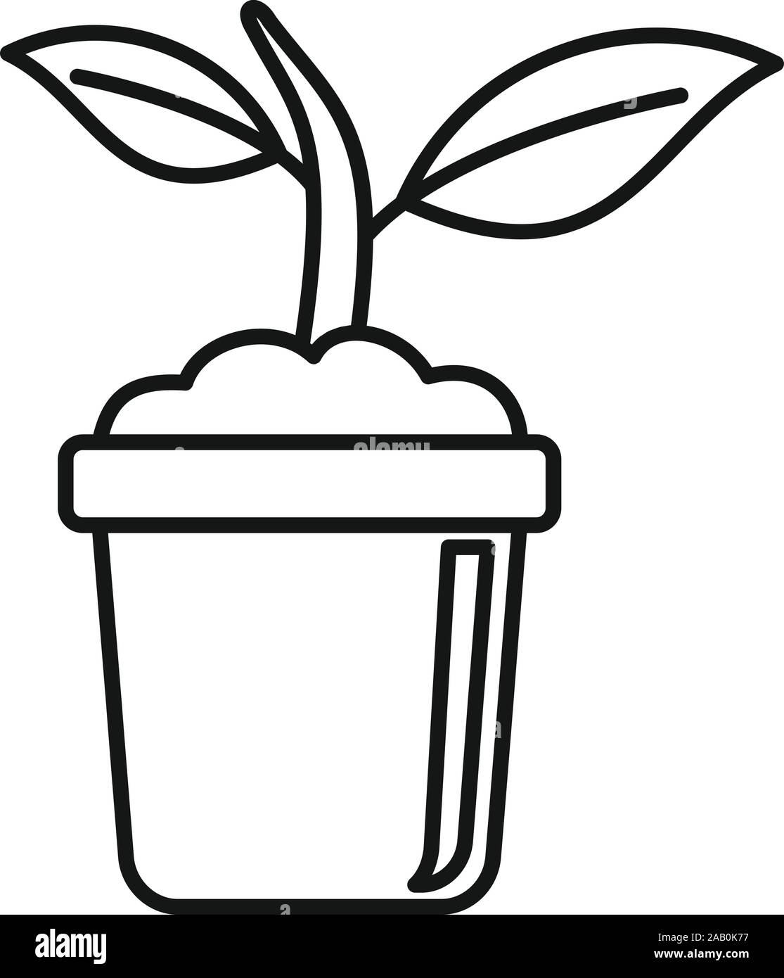Soil plant pot icon. Outline soil plant pot vector icon for web design isolated on white background Stock Vector