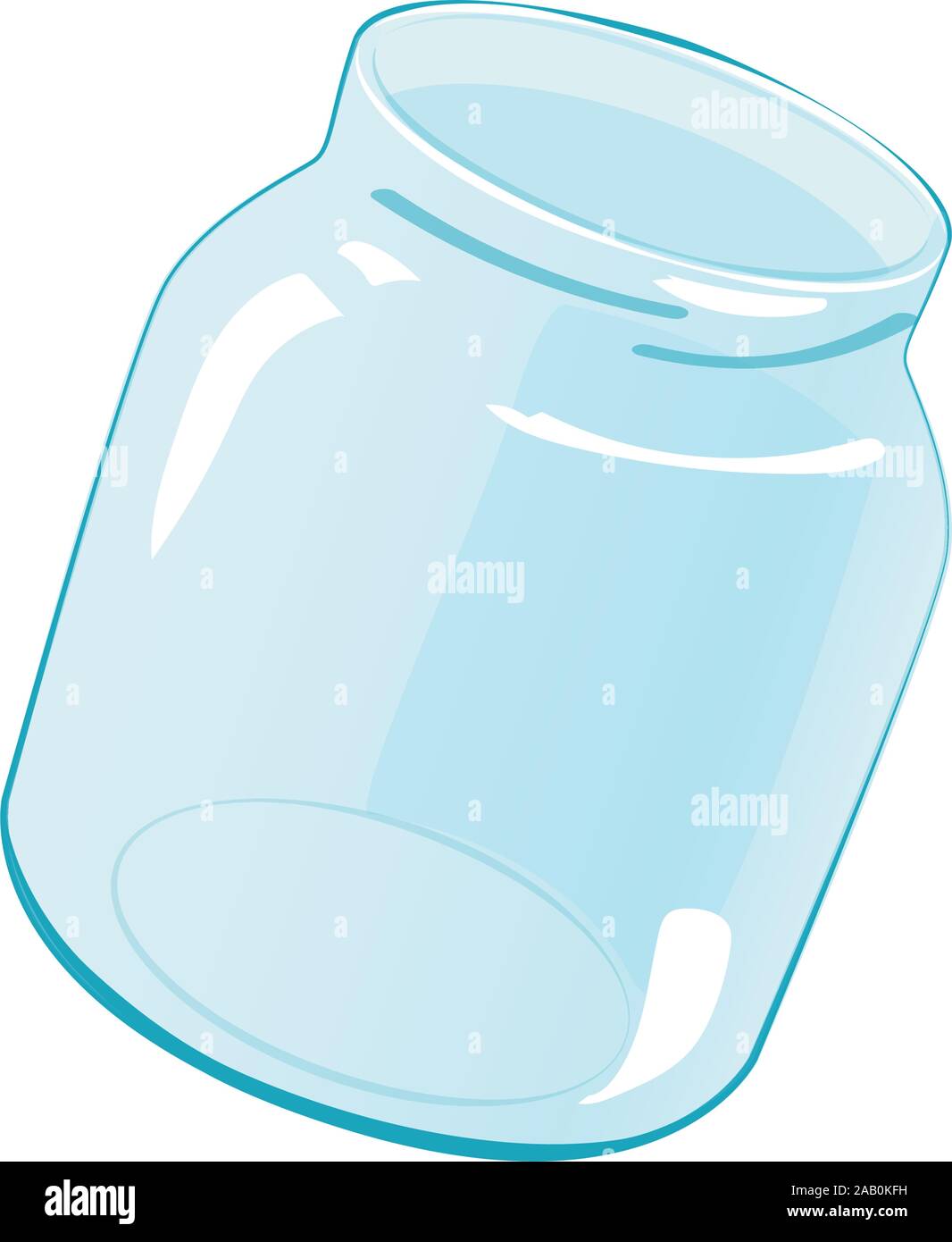 Empty open big glass jar for canning and preserving bulk and liquid product isolated on white background. Flat drawing vector icon. single kitchen ware stock design element Stock Vector