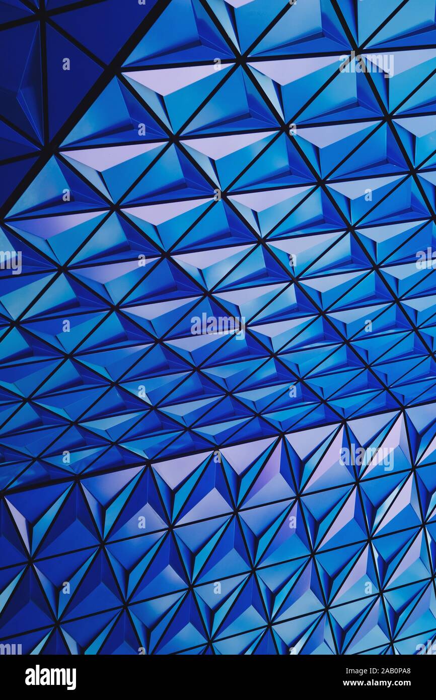 Blue and purple abstract triangle geometric shape pattern and texture Stock Photo