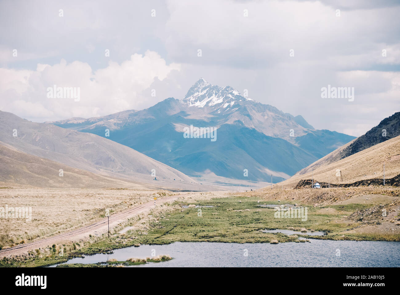 Snowy  mountain in the Andes range Stock Photo