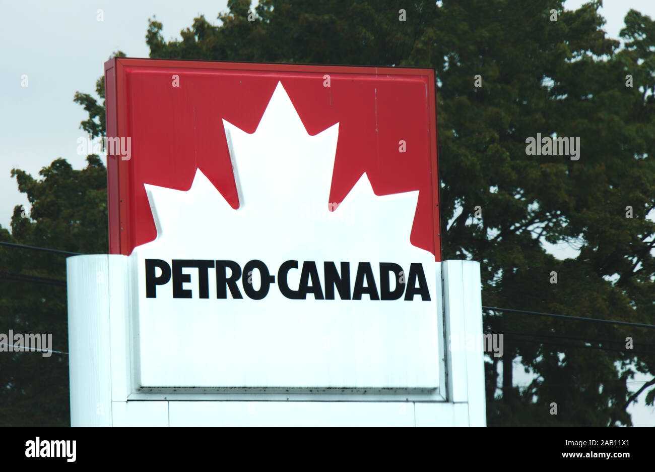 Maple Ridge, Canada - September 26, 2019: Sign of Petro-Canada gas station in Maple Ridge. The most popular fuel station in Canada. Stock Photo