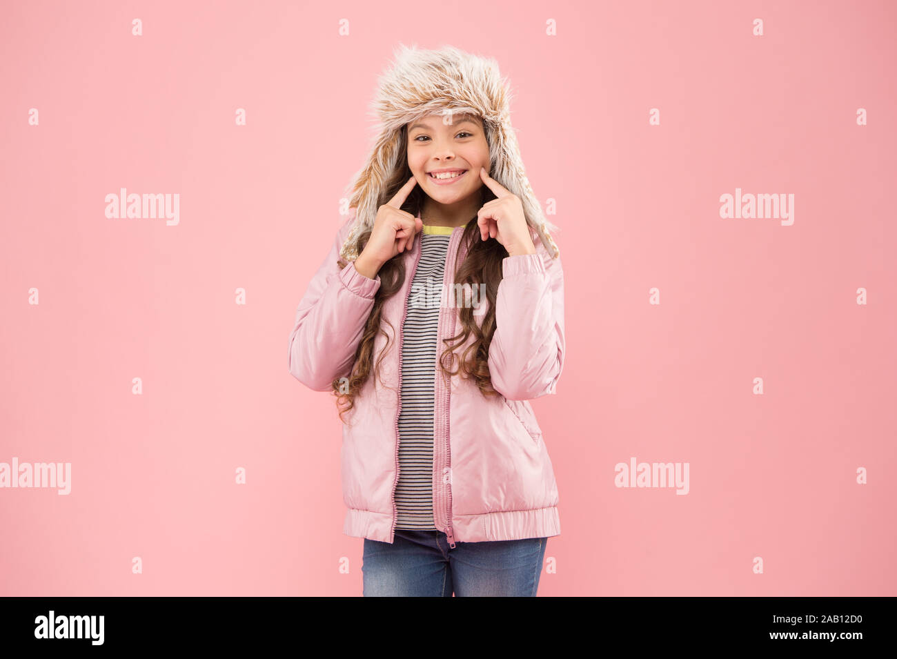 long curly hair wear fur hat 