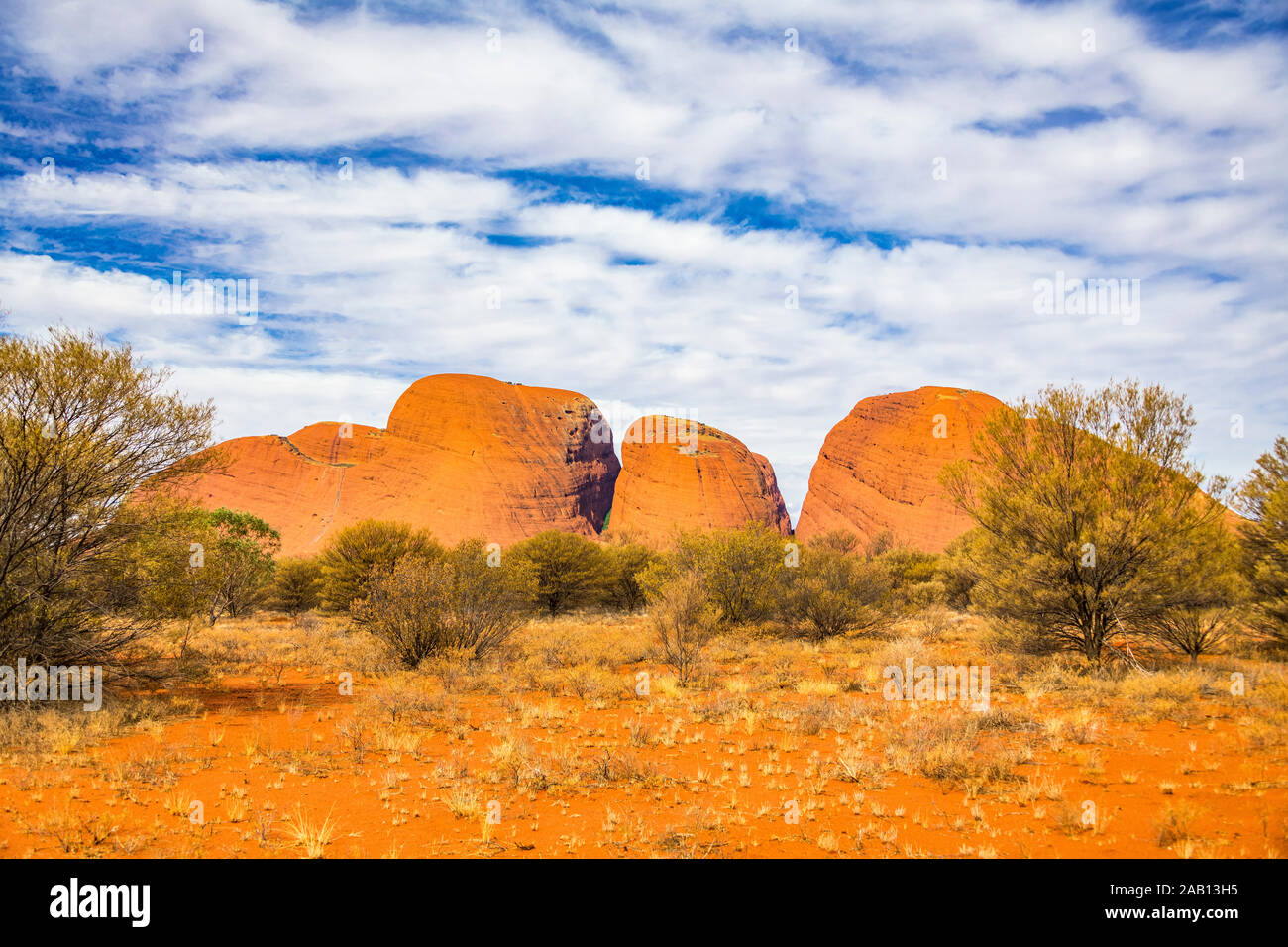Unique cloud formations over the Olgas, as known as Kata Tjuta in outback Australia Stock Photo
