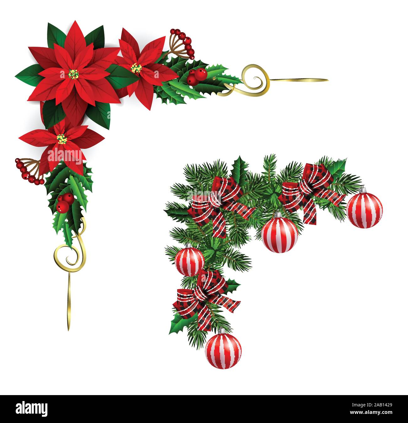 Christmas decorations with fir tree collection isolated Stock Vector ...