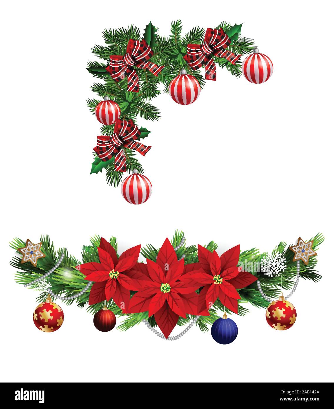 Christmas decorations with fir tree collection isolated Stock Vector ...