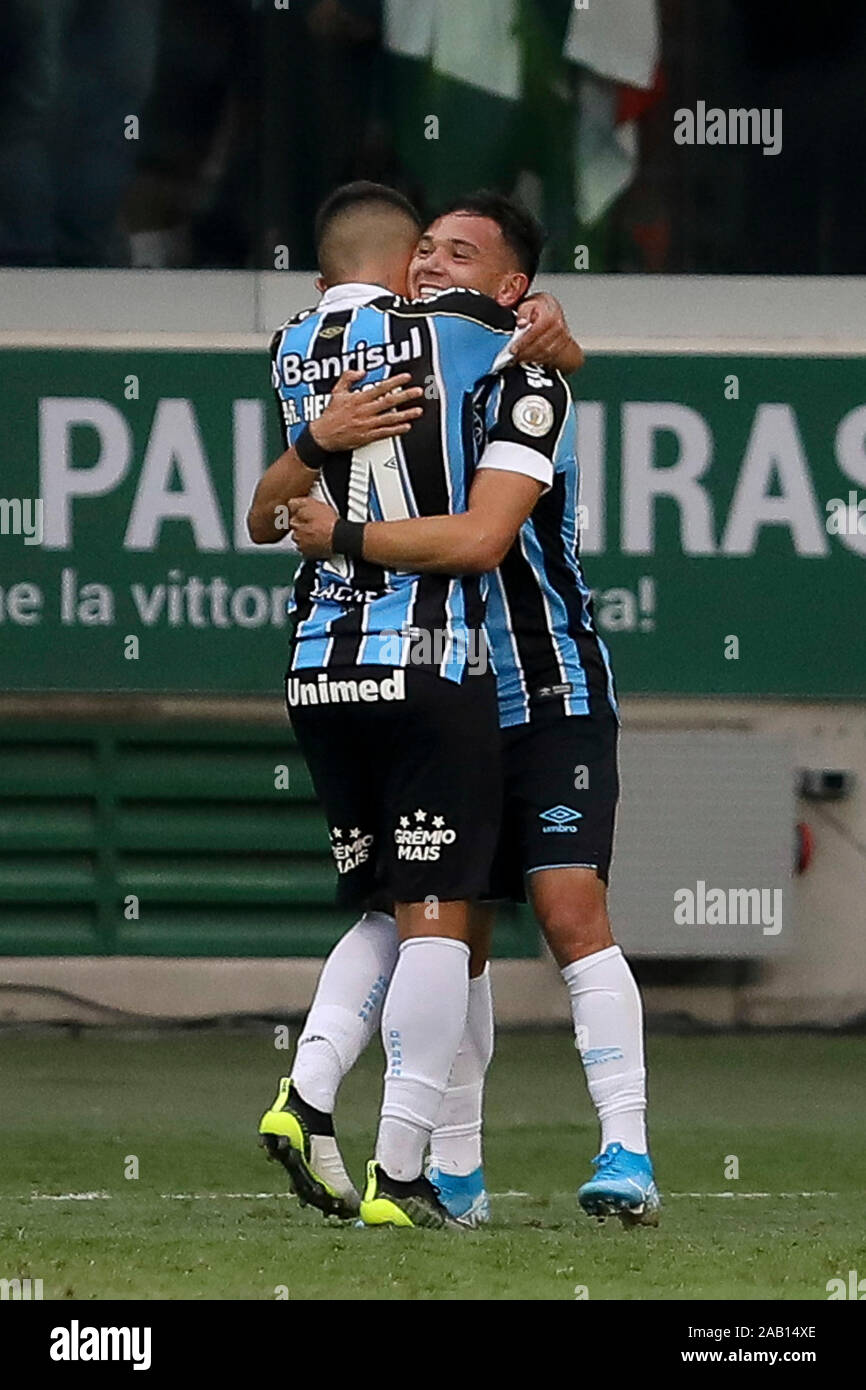 Pepe Of Gremio Celebrates After Scoring The Second Goal Of His Team During The Game Between Palmeiras And Gremio For The 34th Round Of The Brazilian League Known Locally As Campeonato Brasiliero