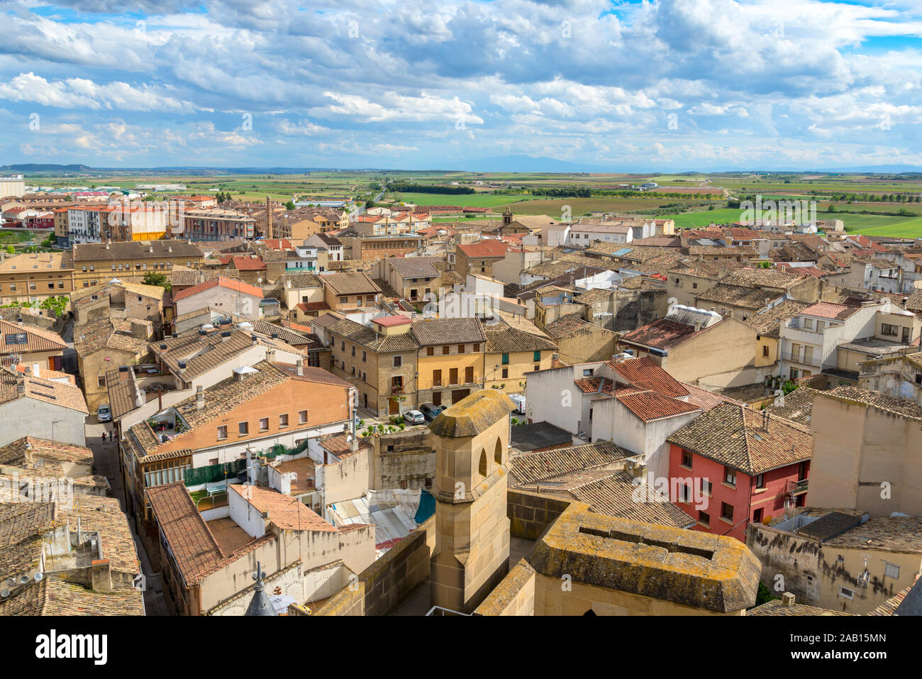 Spanish town Olite with surroundings, view from above Stock Photo