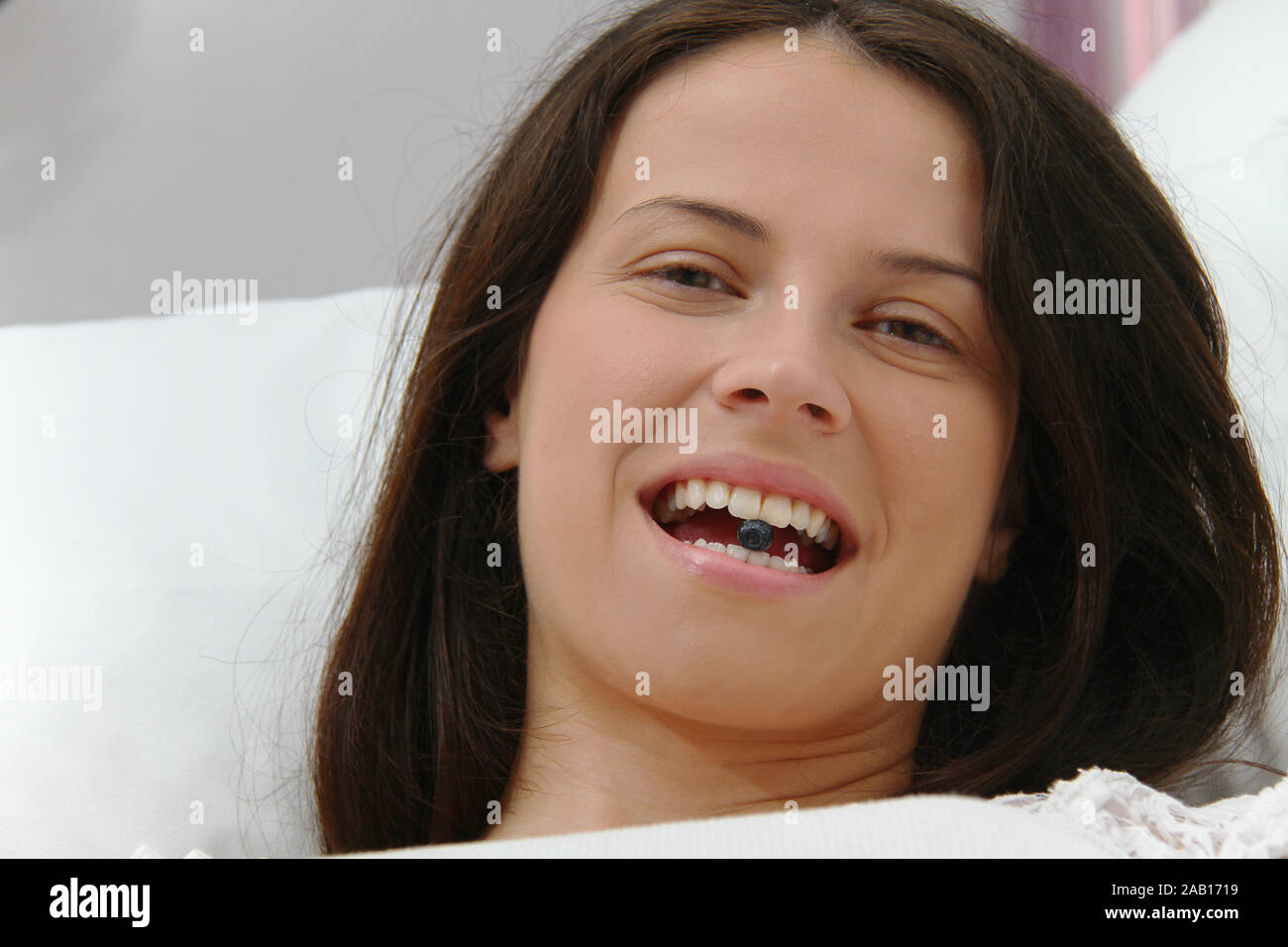 Photo of the Pregnant woman with blueberries Stock Photo Alamy