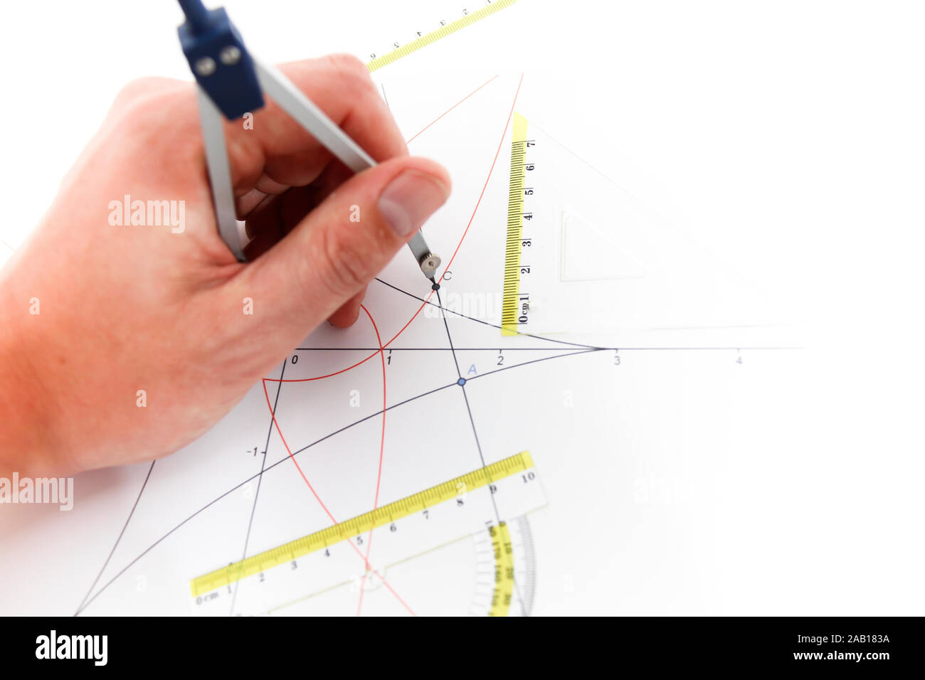 Photo of the Drawing tools with compass - business concept Stock Photo ...