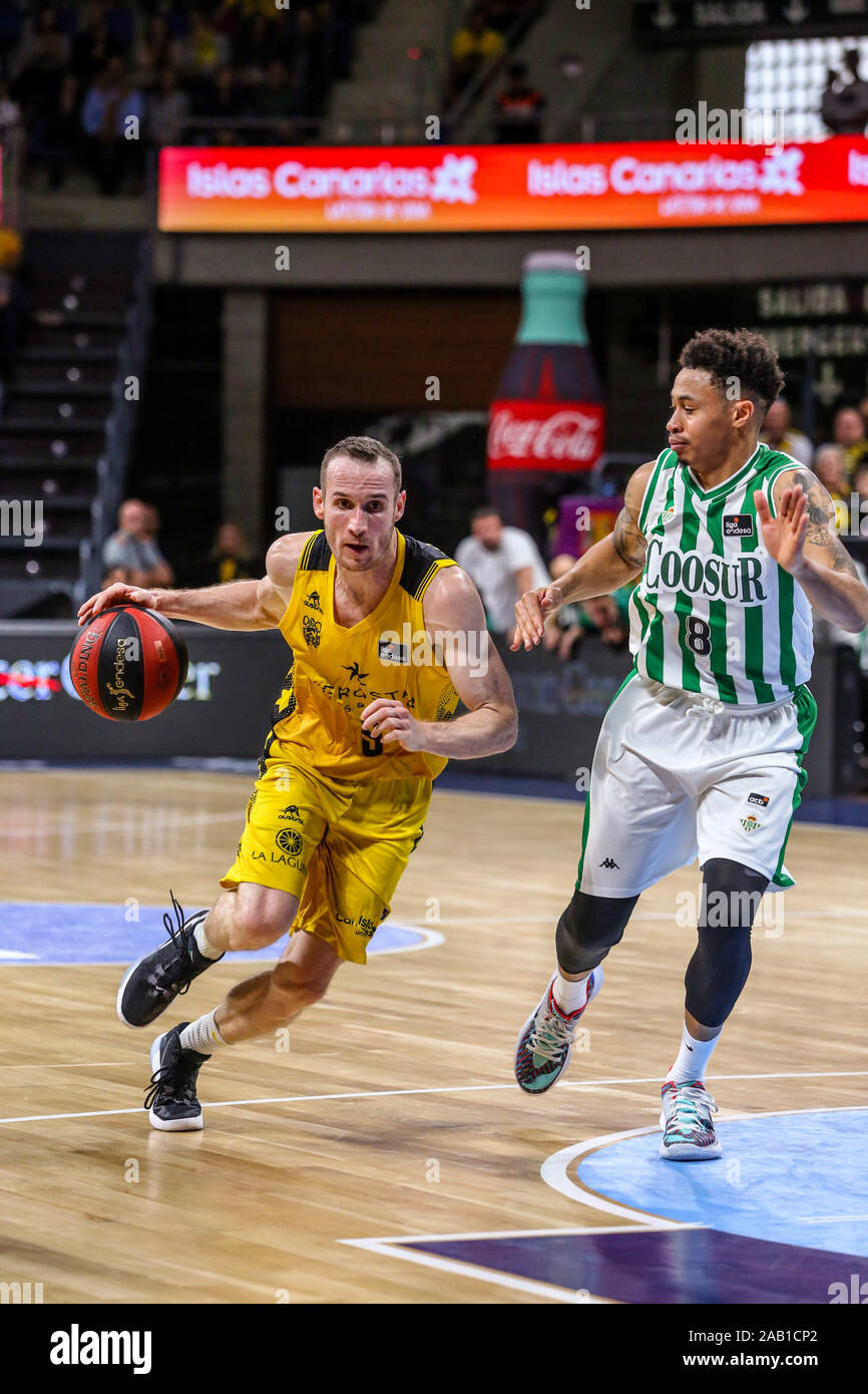 San Cristobal Della Laguna, Spain. 24th Nov, 2019. On the tenth day of the championship of the Liga Endesa ACB, the Iberostar Tenerife, once again, overturns the score in the final minutes managing to establish itself on Coosur Real Betis 94-89 (Photo by Davide Di Lalla/Pacific Press) Credit: Pacific Press Agency/Alamy Live News Stock Photo