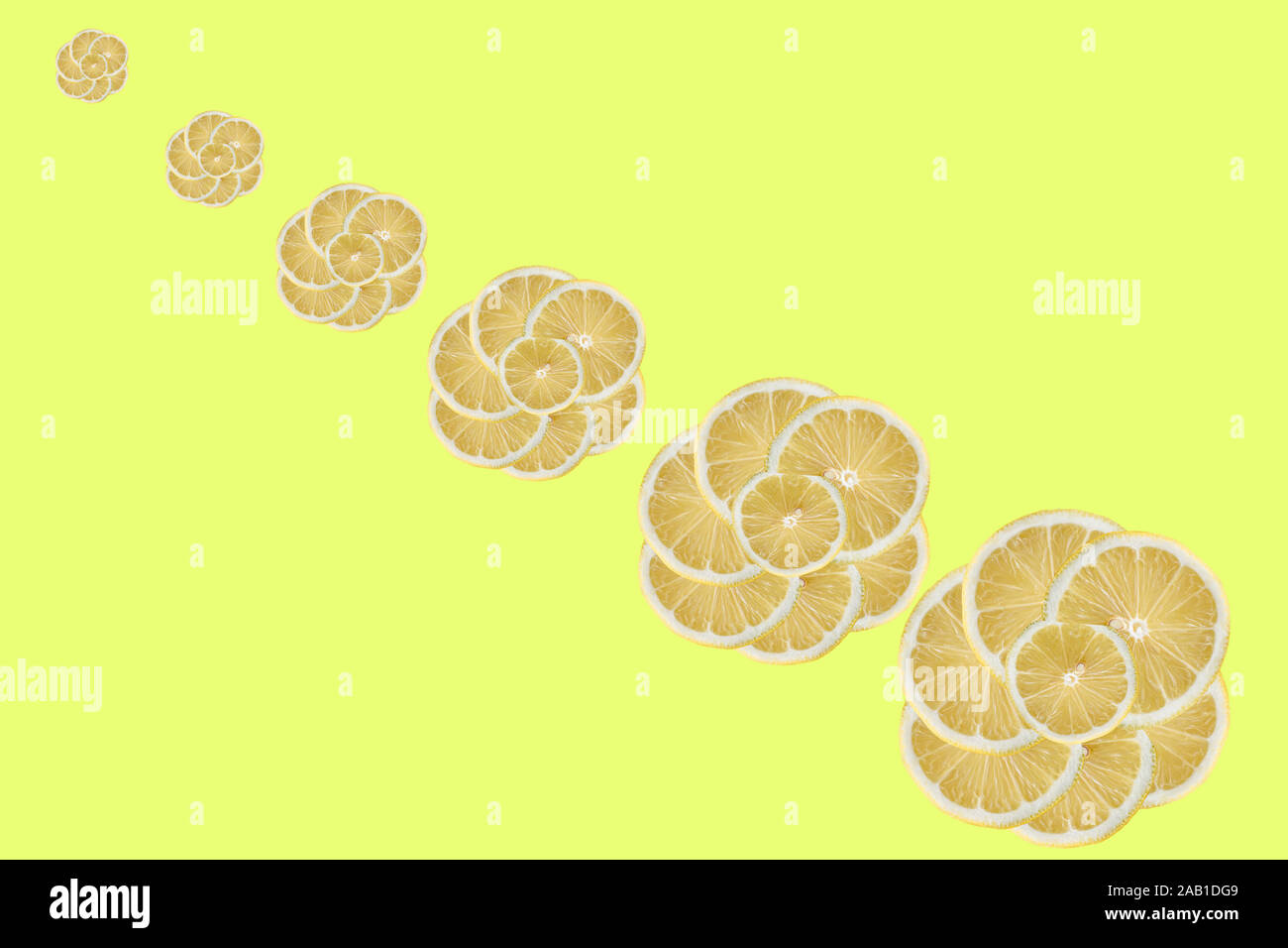 lemon fruits pattern on yellow background Stock Photo