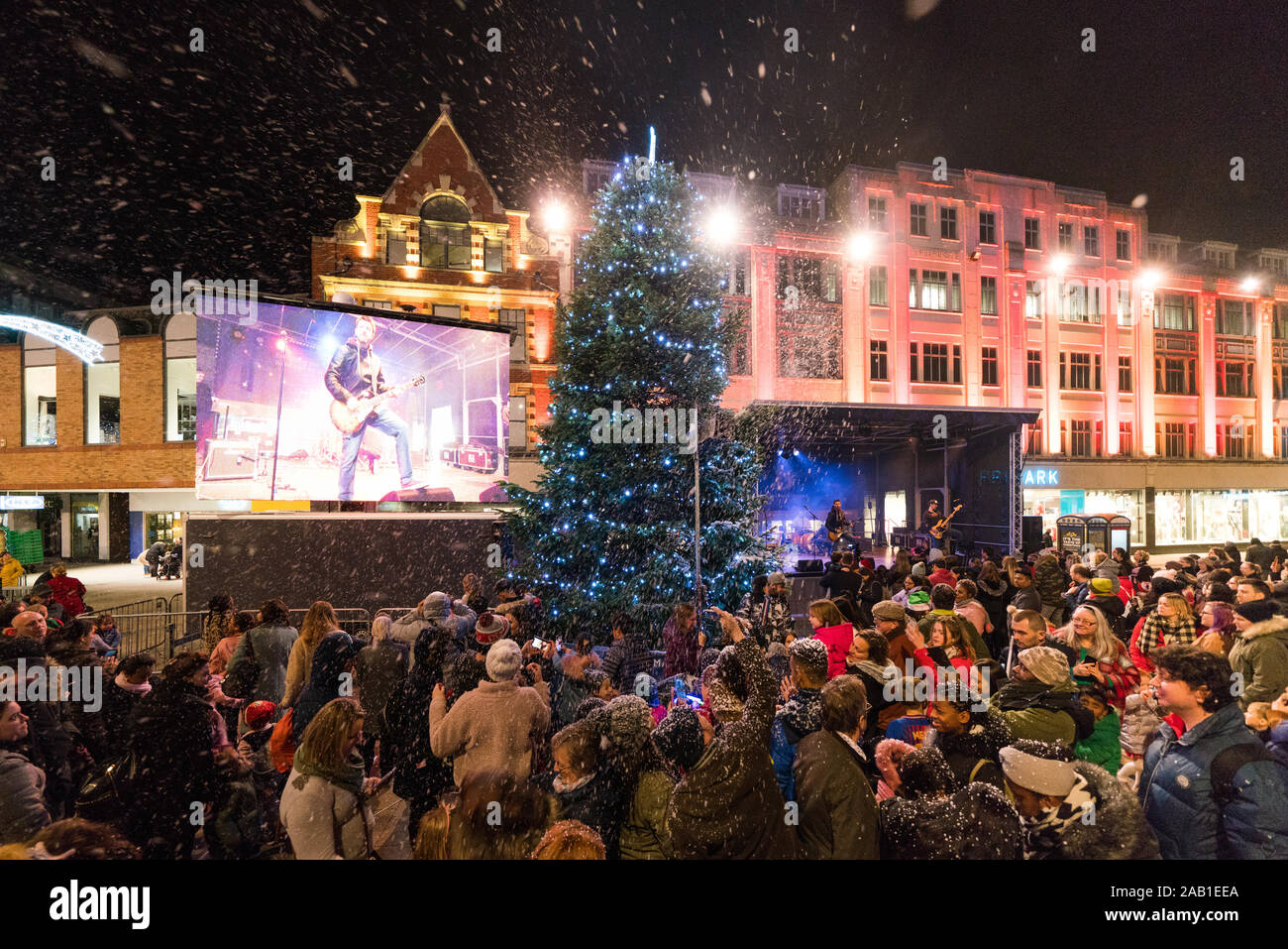 Bromley Town Centre Christmas Lights Switch On Stock Photo Alamy
