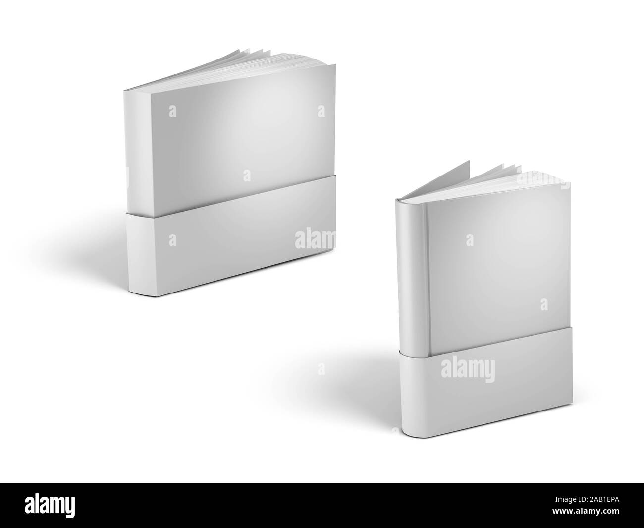Blank vertical hard cover and horizontal softcover book template.mock up blank book, isolated on white background.3d illustration. - Illustration Stock Photo