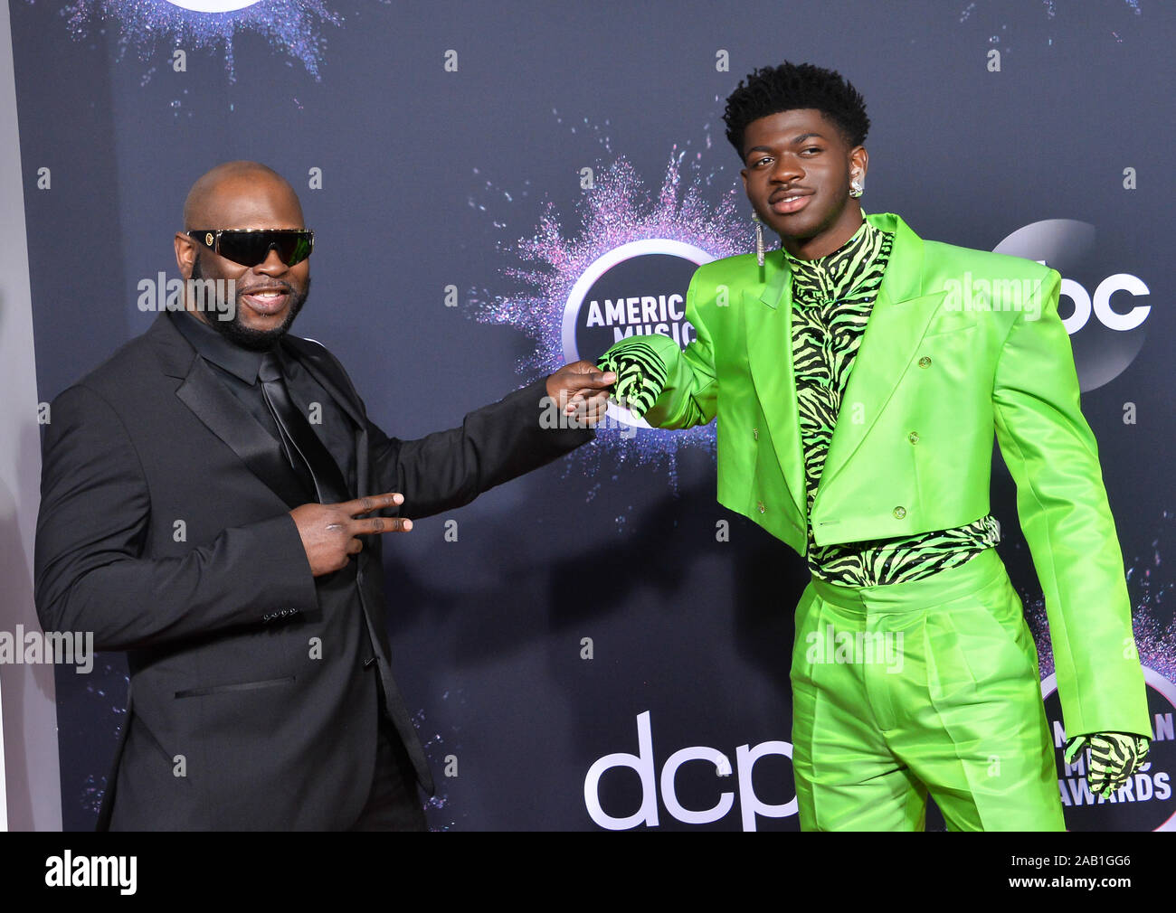 Los Angeles, United States. 24th Nov, 2019. (L-R) Robert Stafford and rapper Lil Nas X arrive for the 47th annual American Music Awards at the Microsoft Theater in Los Angeles on Sunday, November 24, 2019. Photo by Jim Ruymen/UPI Credit: UPI/Alamy Live News Stock Photo