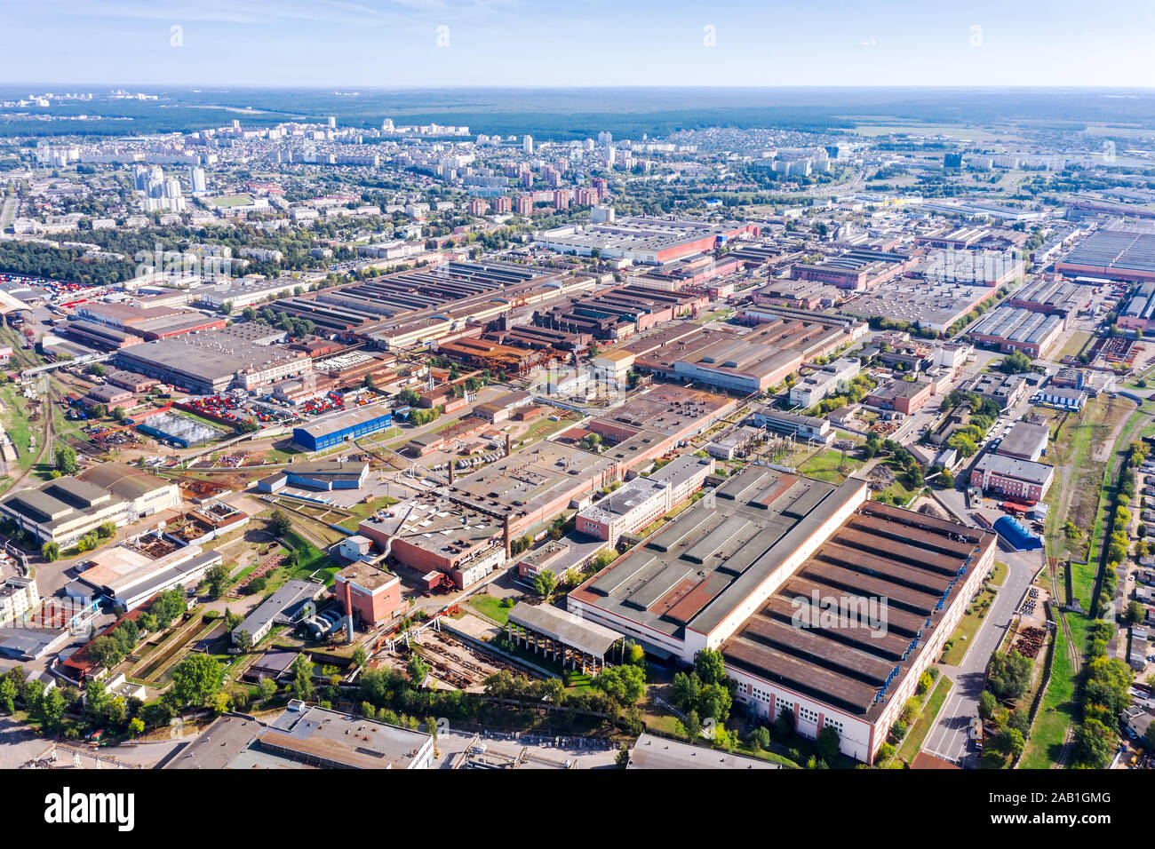 aerial view of big industrial area. industrial park of factories manufacturing companies Stock Photo