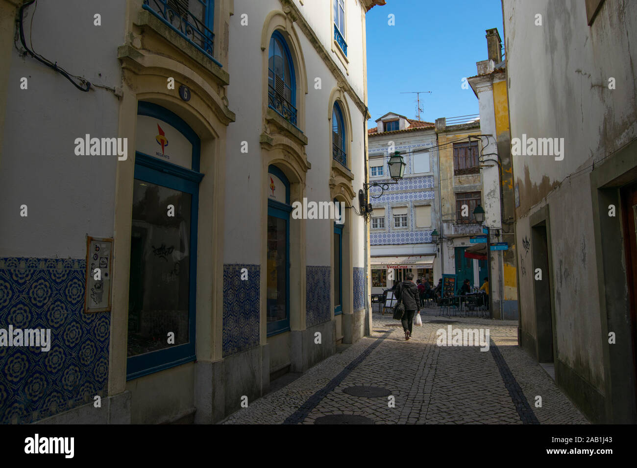 Street scene in central Aveiro Portugal Stock Photo