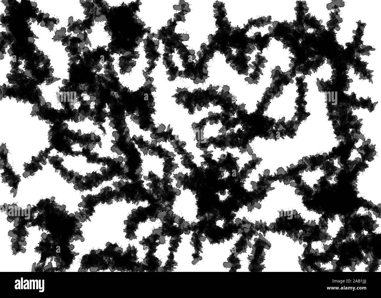 Artistic black and white painting . Black paint splashes on white