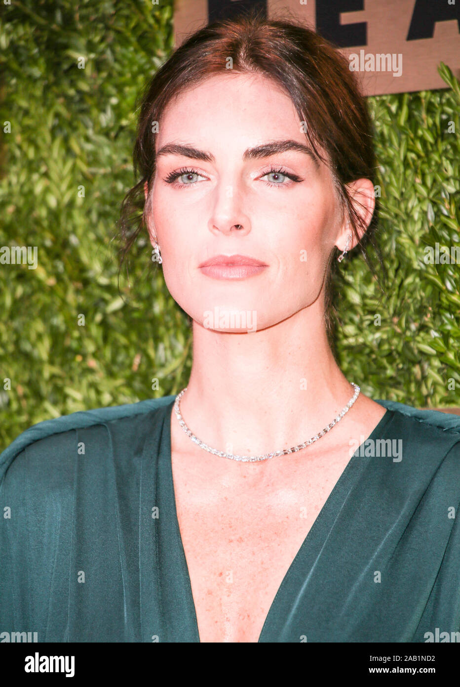 New York, NY - November 18, 2019: Hilary Rhoda wearing dress by Oscar