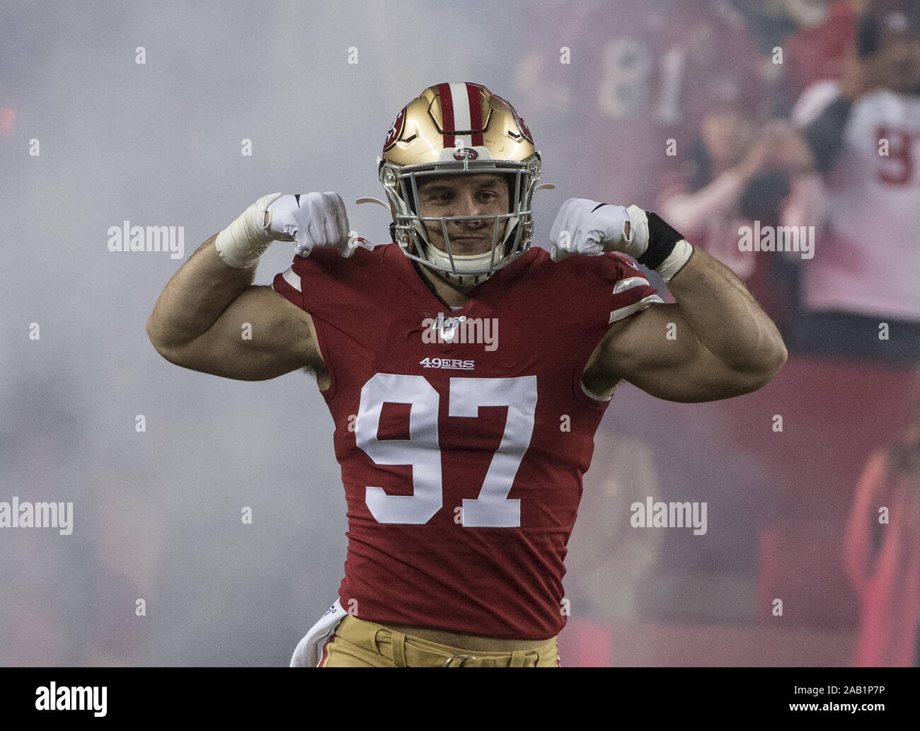 San Francisco 49ers defensive end Nick Bosa (97) during warmups before the  start of the game against the Minnesota Vikings in San Francisco, Sunday No  Stock Photo - Alamy