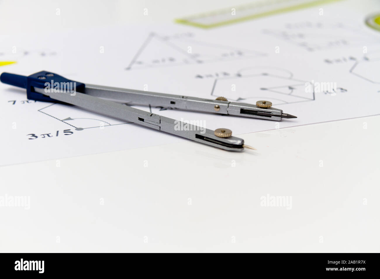 Drawing tools with compass, projects for construction Stock Photo - Alamy