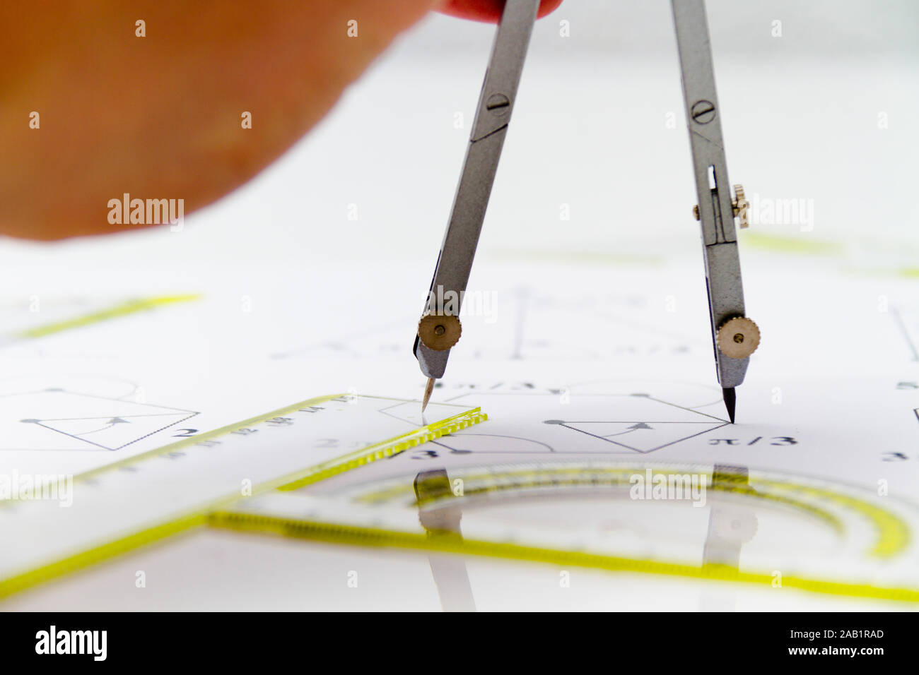 Drawing tools with compass, projects for construction Stock Photo - Alamy