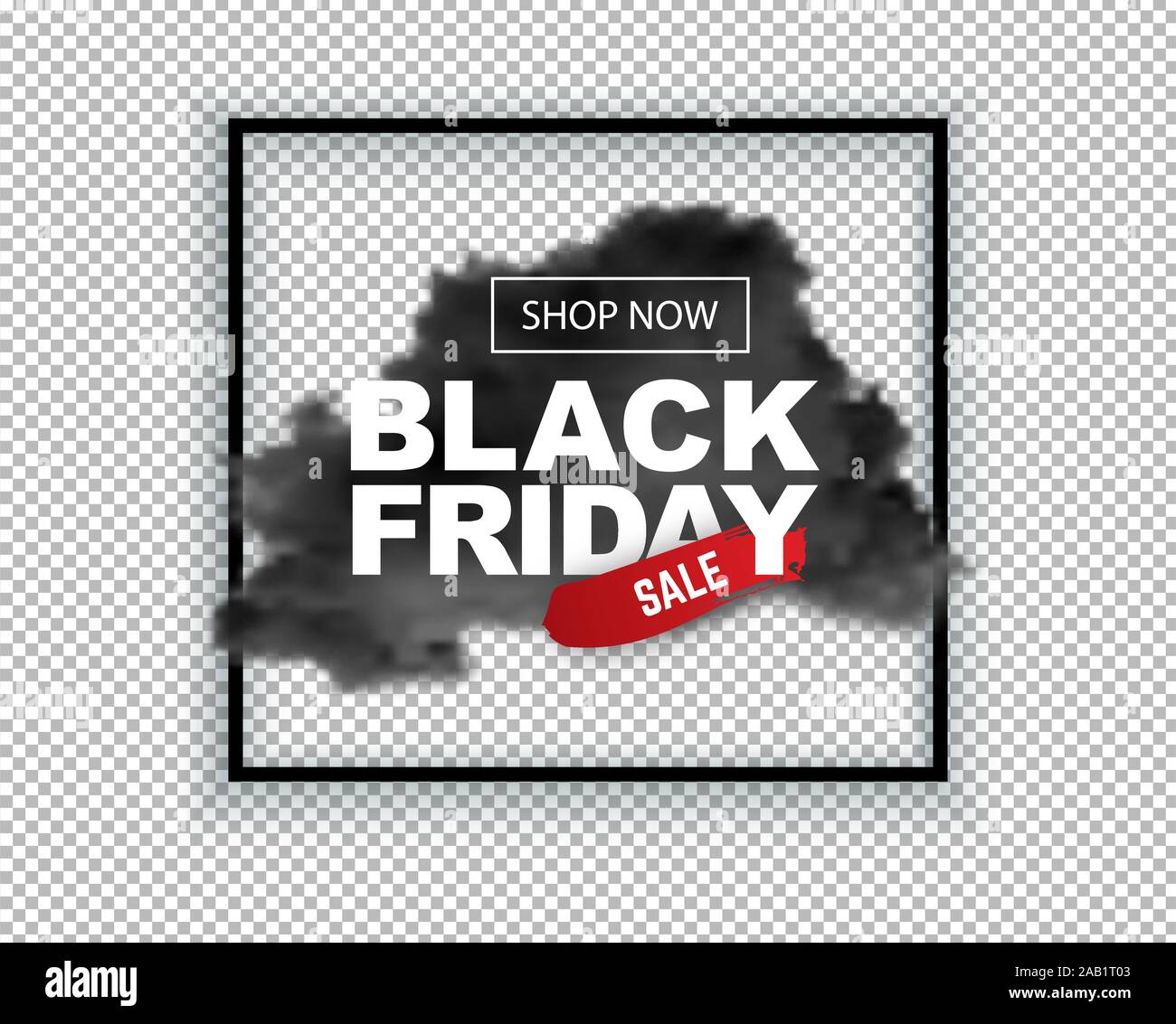 Black Frifay banner. Black cloud in square on transparent background