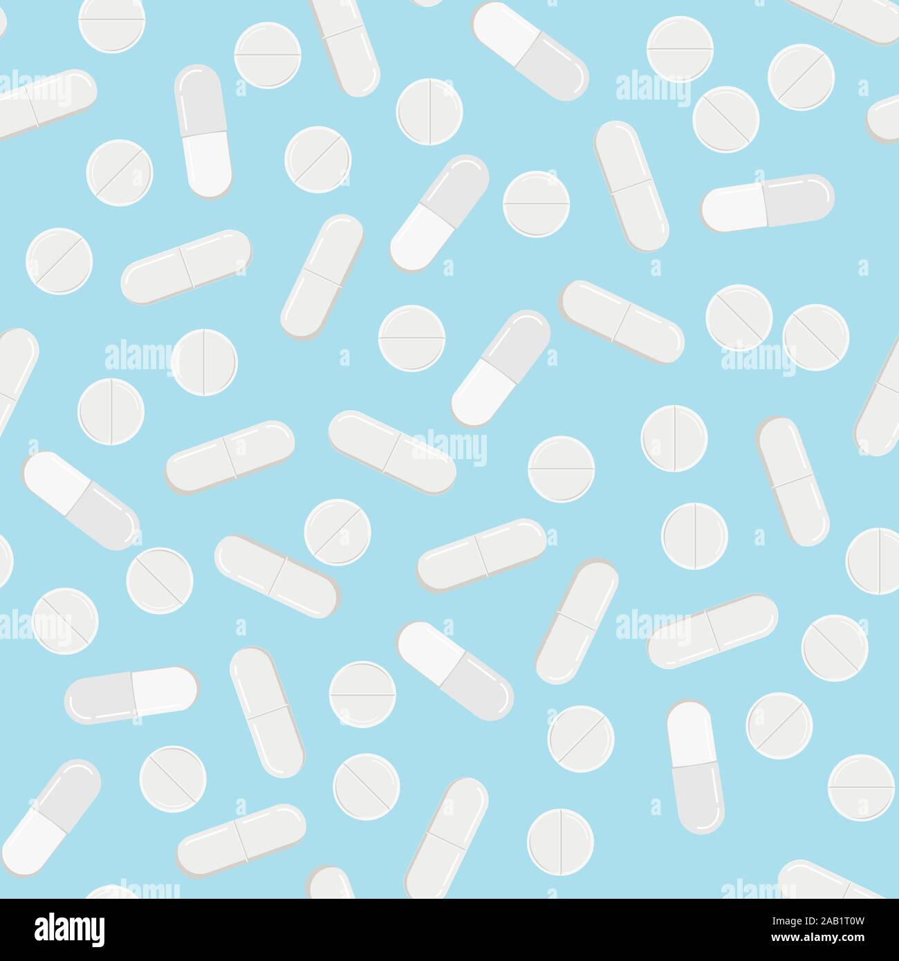 Medicine pills vector flat design seamless pattern. Stock Vector