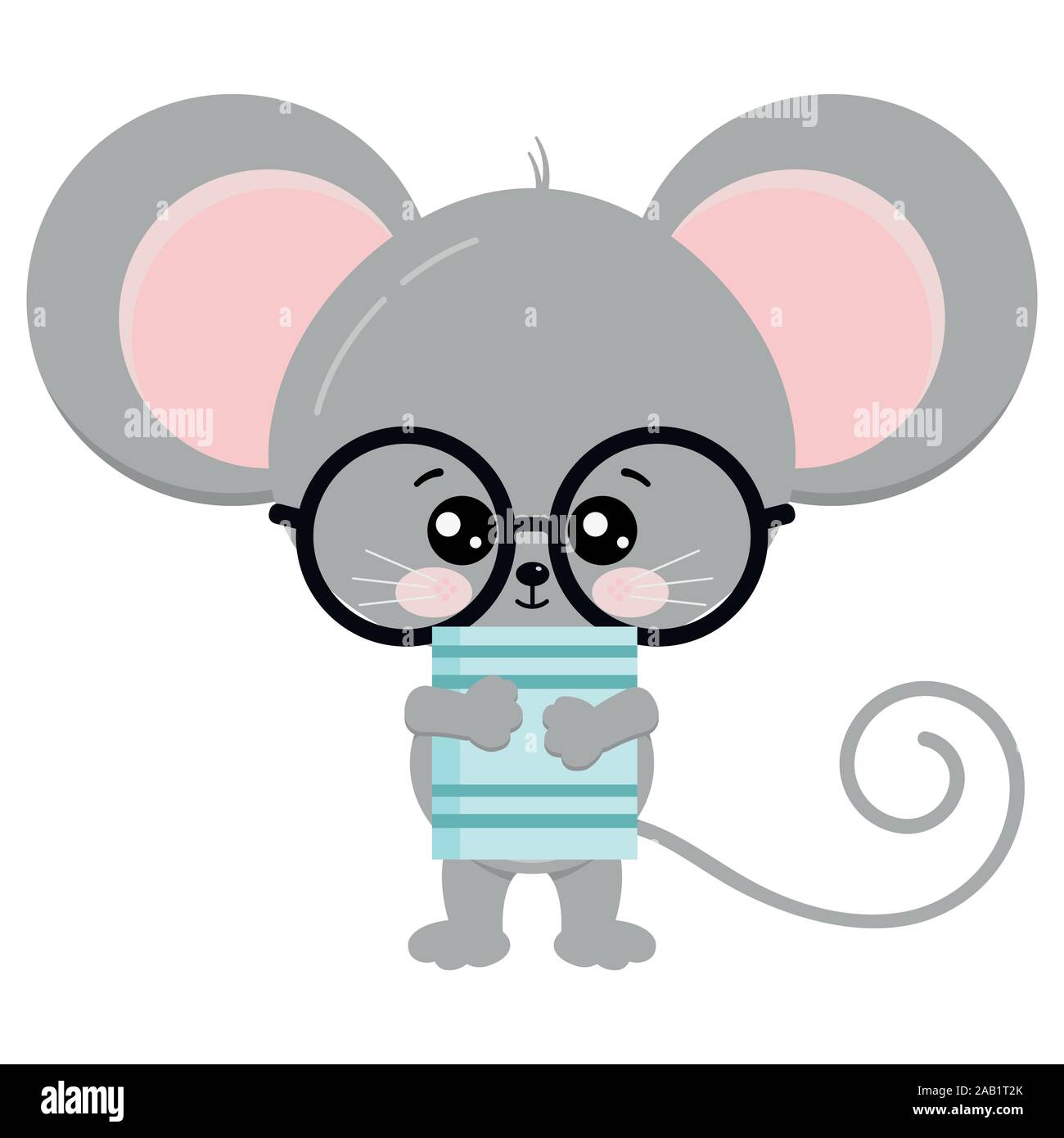 Cute mouse stand with glasses and book in paws vector icon illustration  Stock Vector Image & Art - Alamy