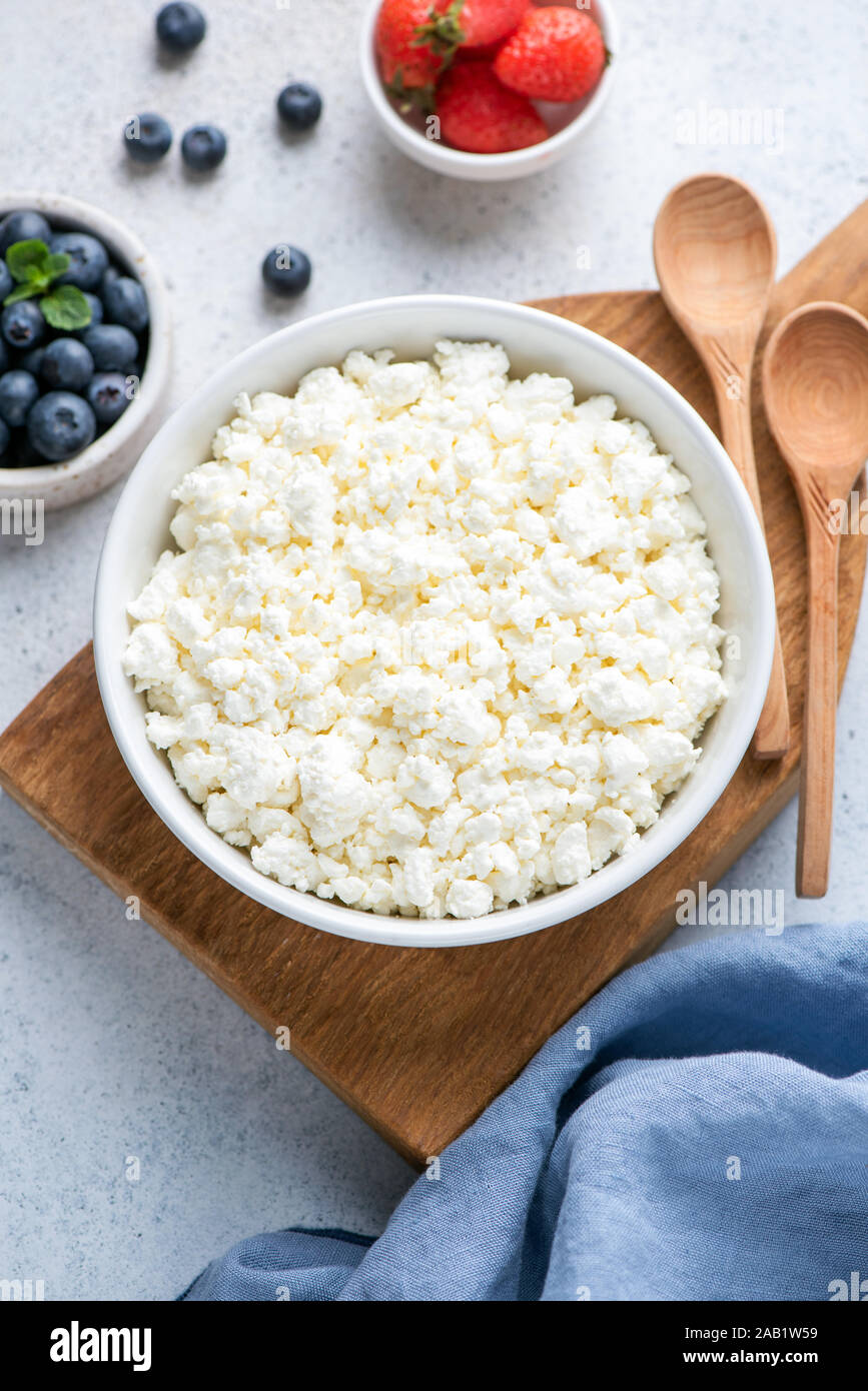 Curd Cheese Cottage Cheese Tvorog Or Ricotta In Bowl Served With