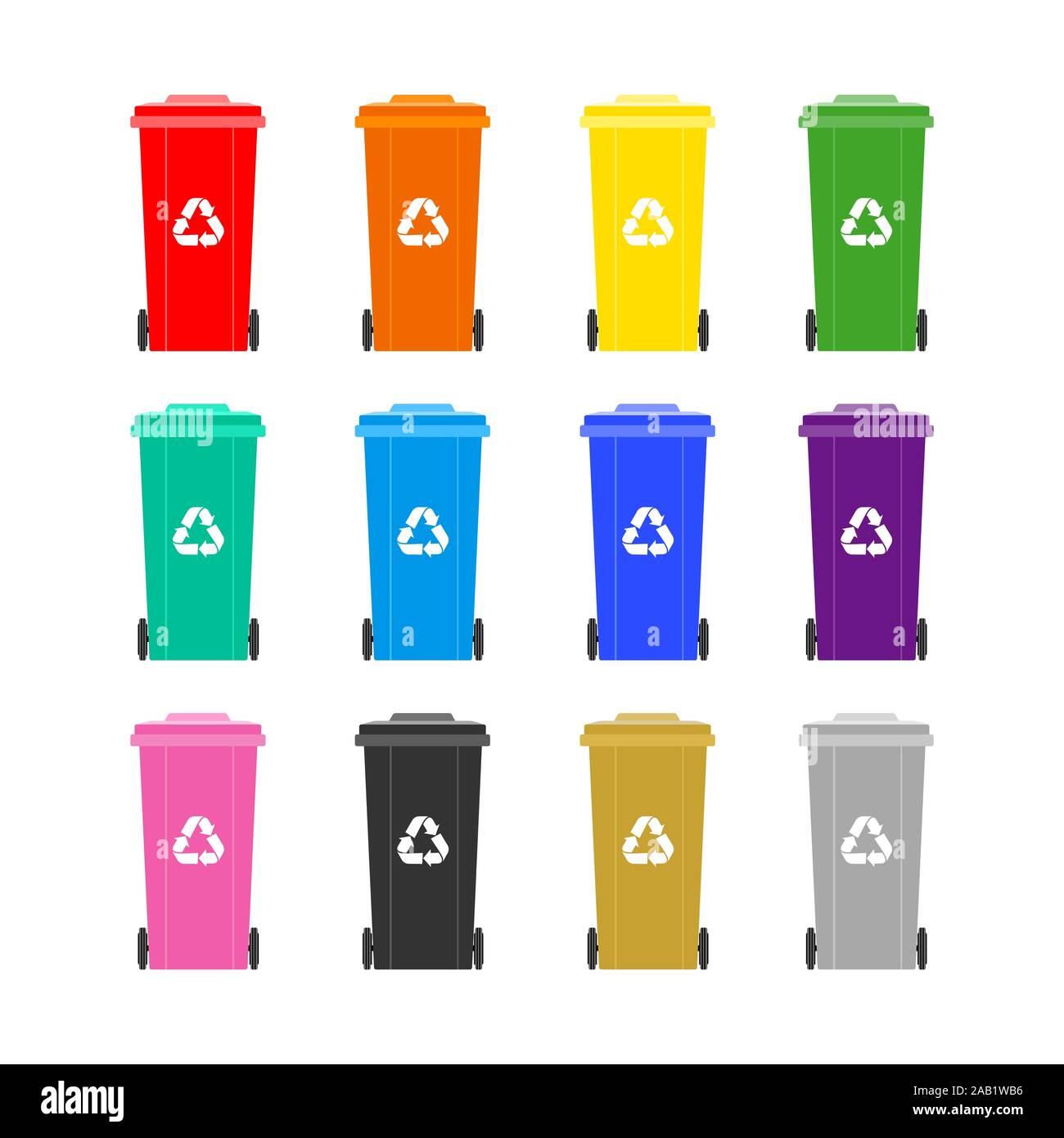 Set of sorting bins for garbage of different colors illustration in a flat  design Stock Vector Image & Art - Alamy