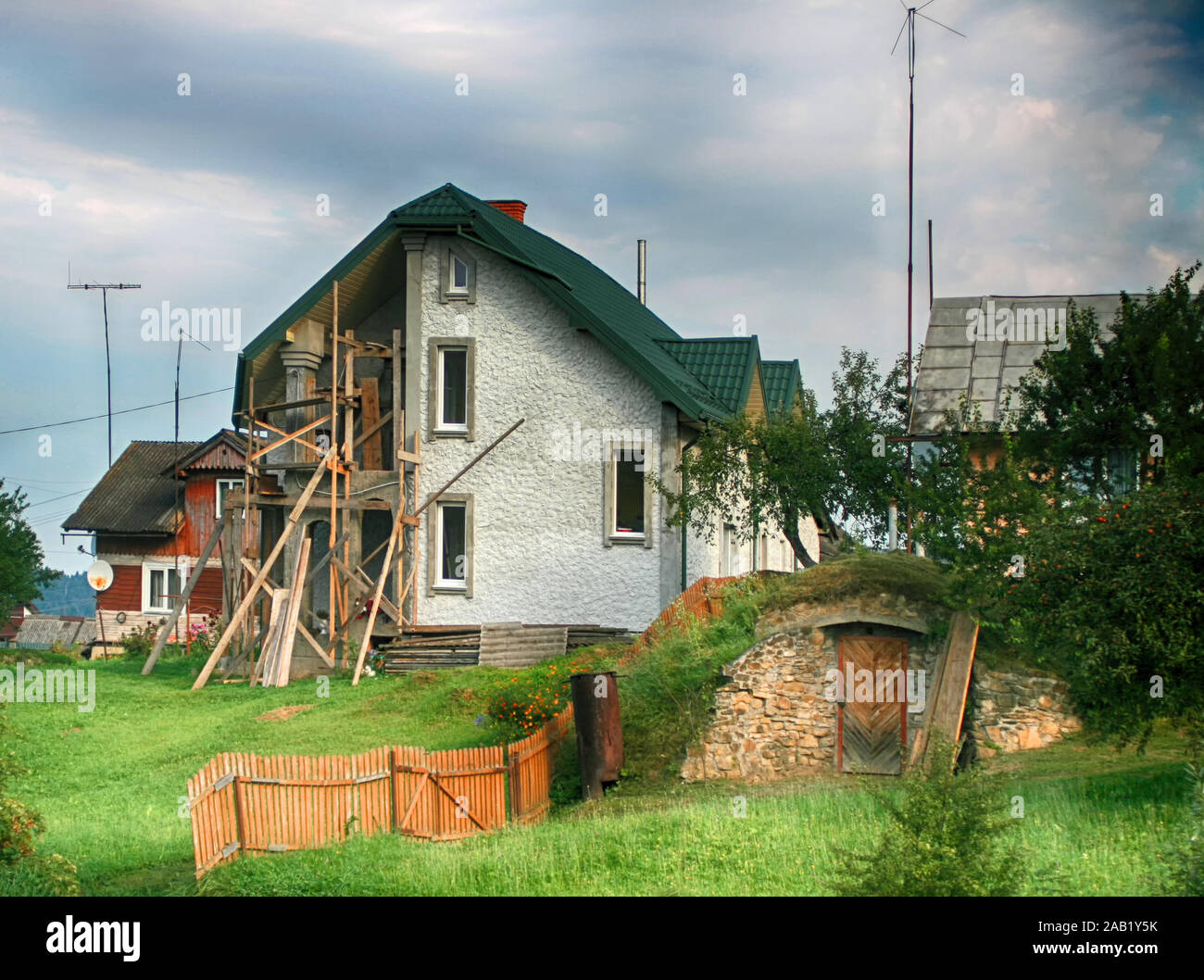 The Construction Of A Beautiful House In The Forest Stock Photo Alamy