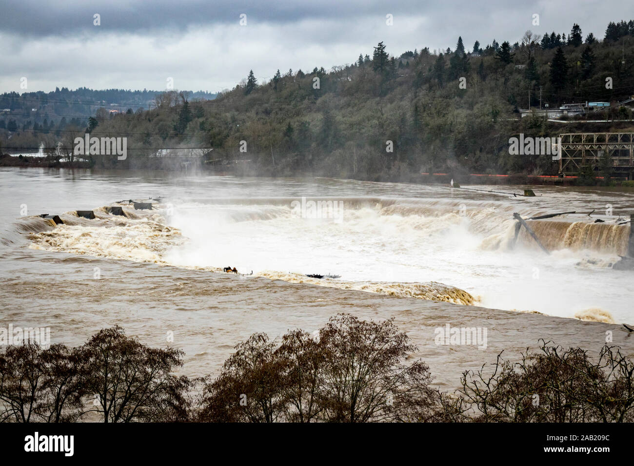 Willamette Falls flooding Stock Photo